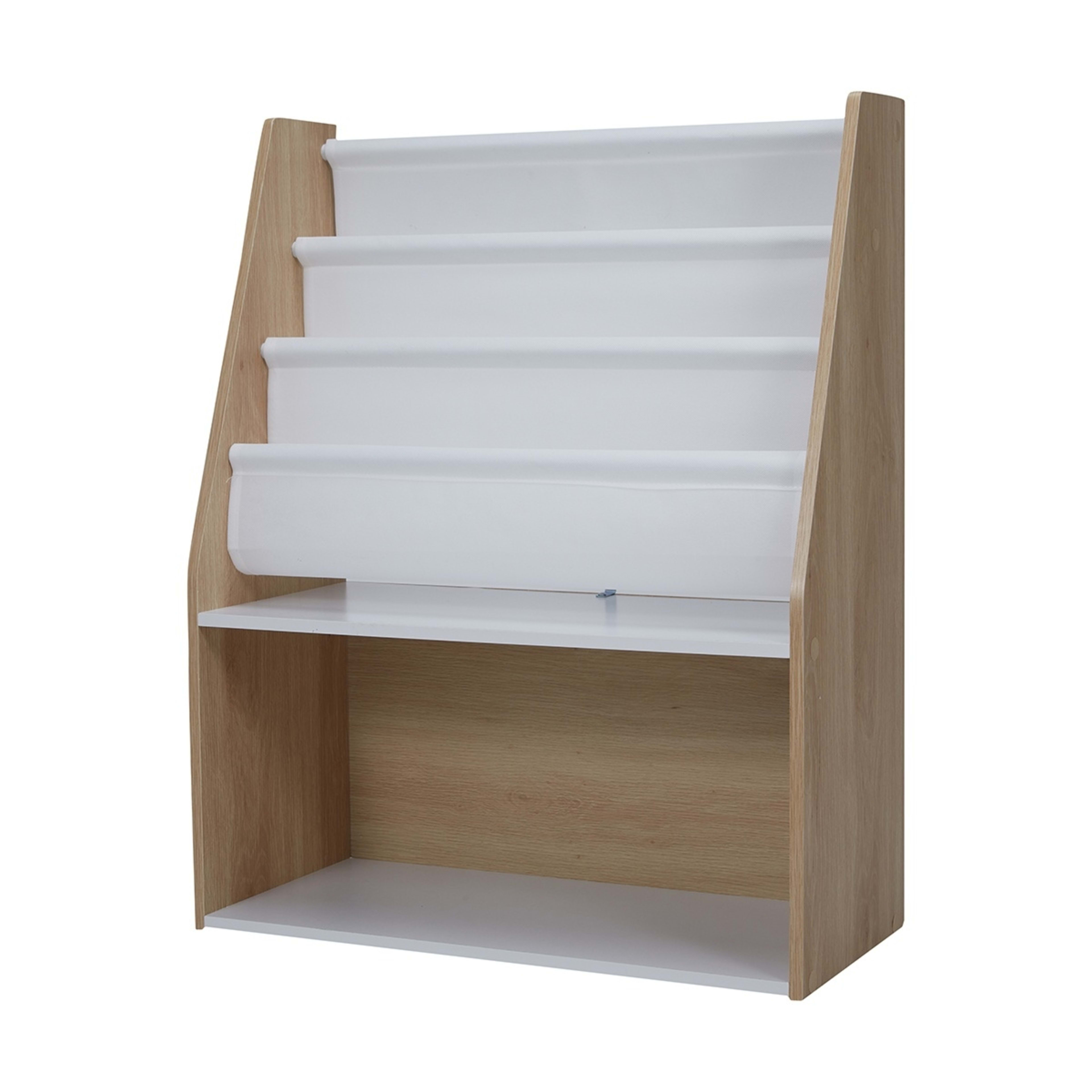 3 Oak Look and White Book Holder with Organiser, 3 of 10