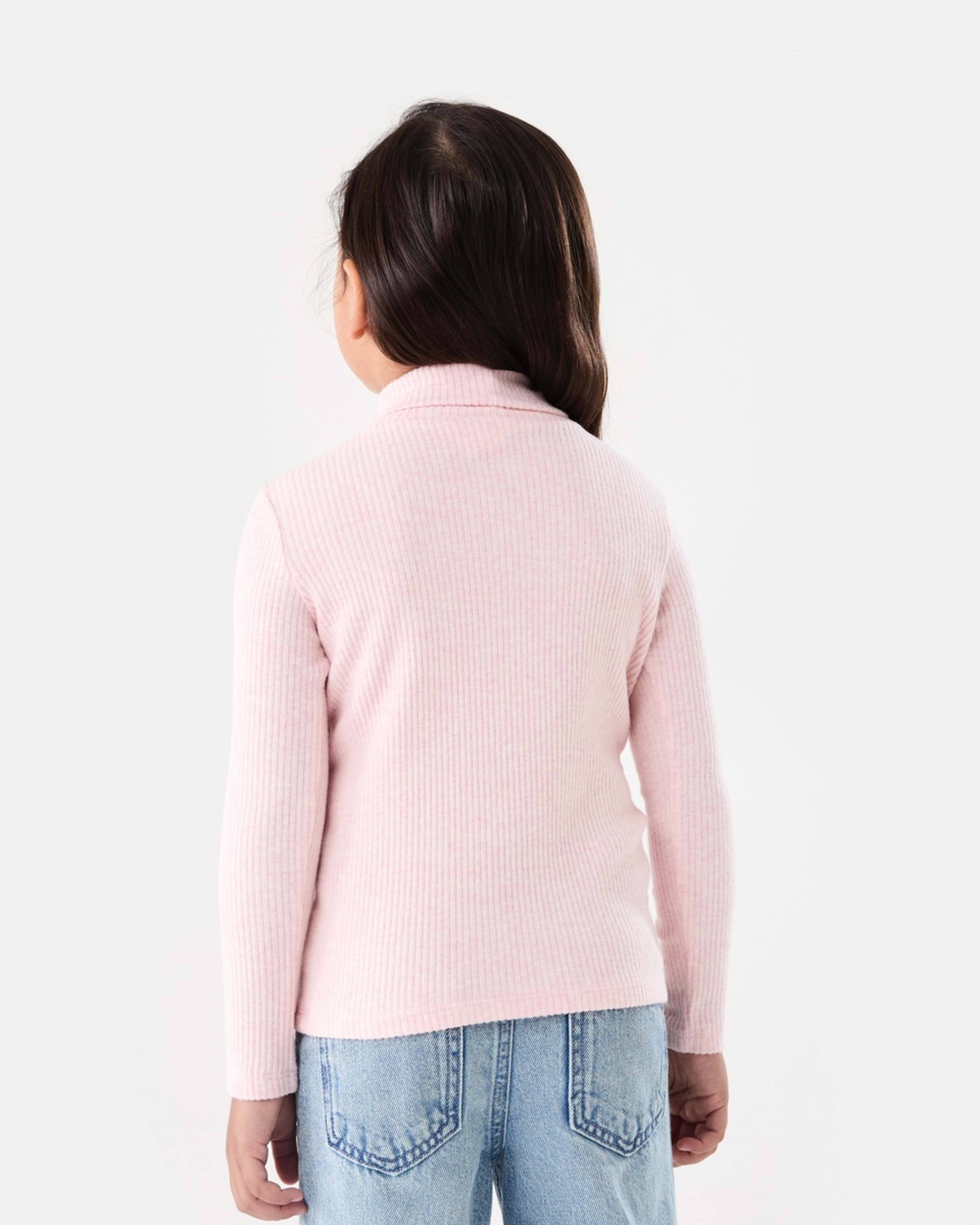 2 Long Sleeve Skivvy Top Pink Marle, 2 of 6