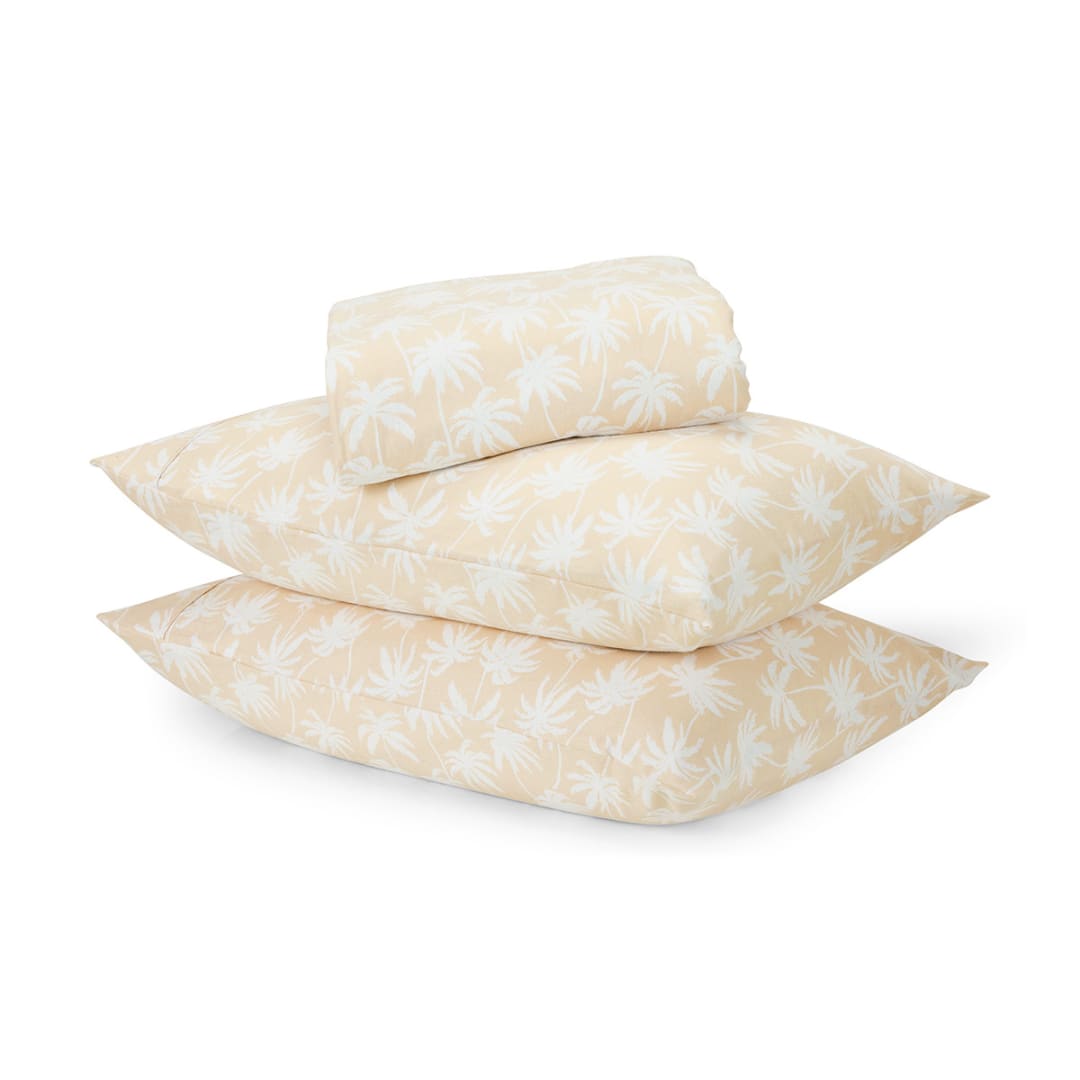 Palm Cotton Flannelette Sheet Set Queen Bed Kmart