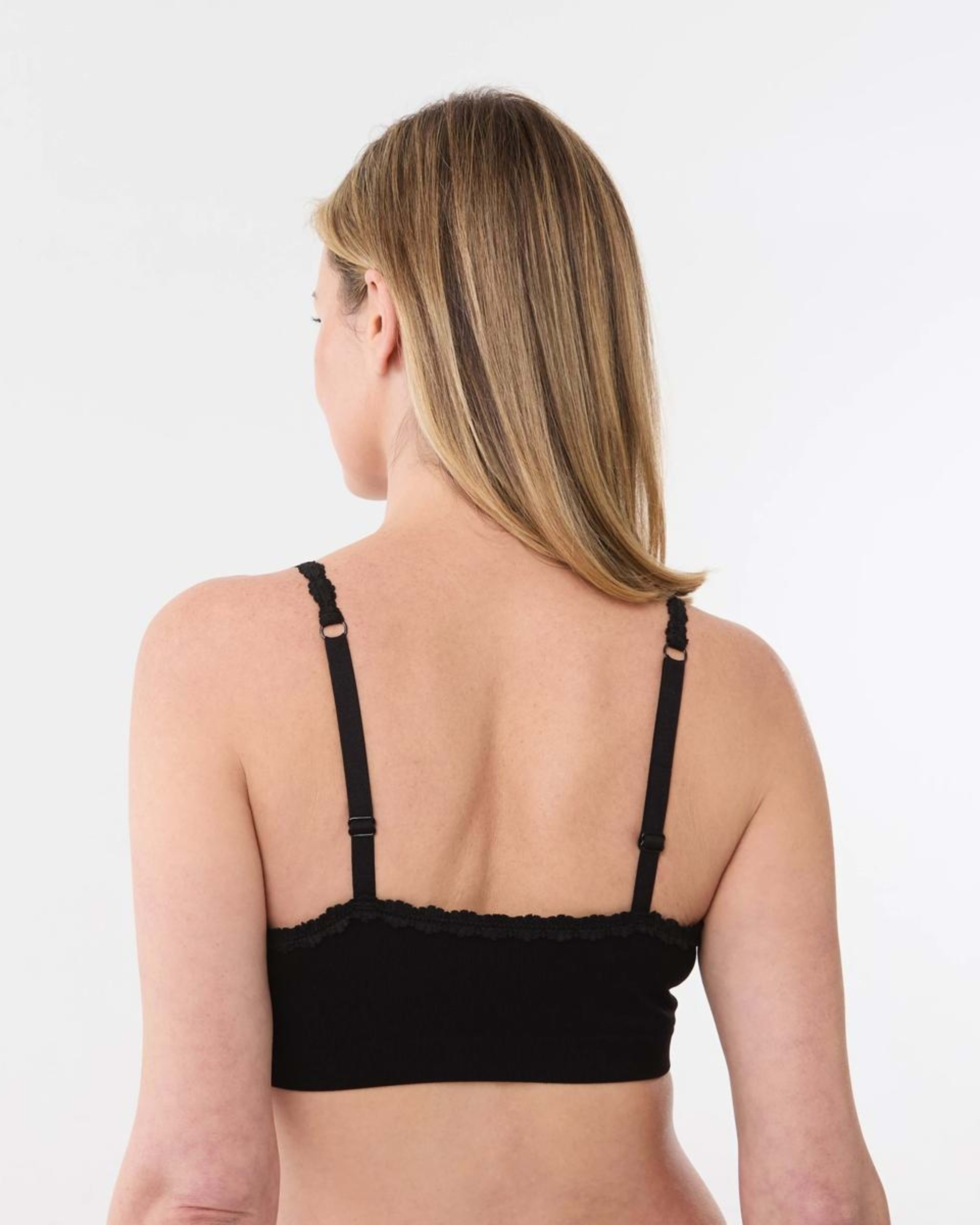 3 Wirefree Seamfree Lace Trim Push Up Bra BLACK, 3 of 5