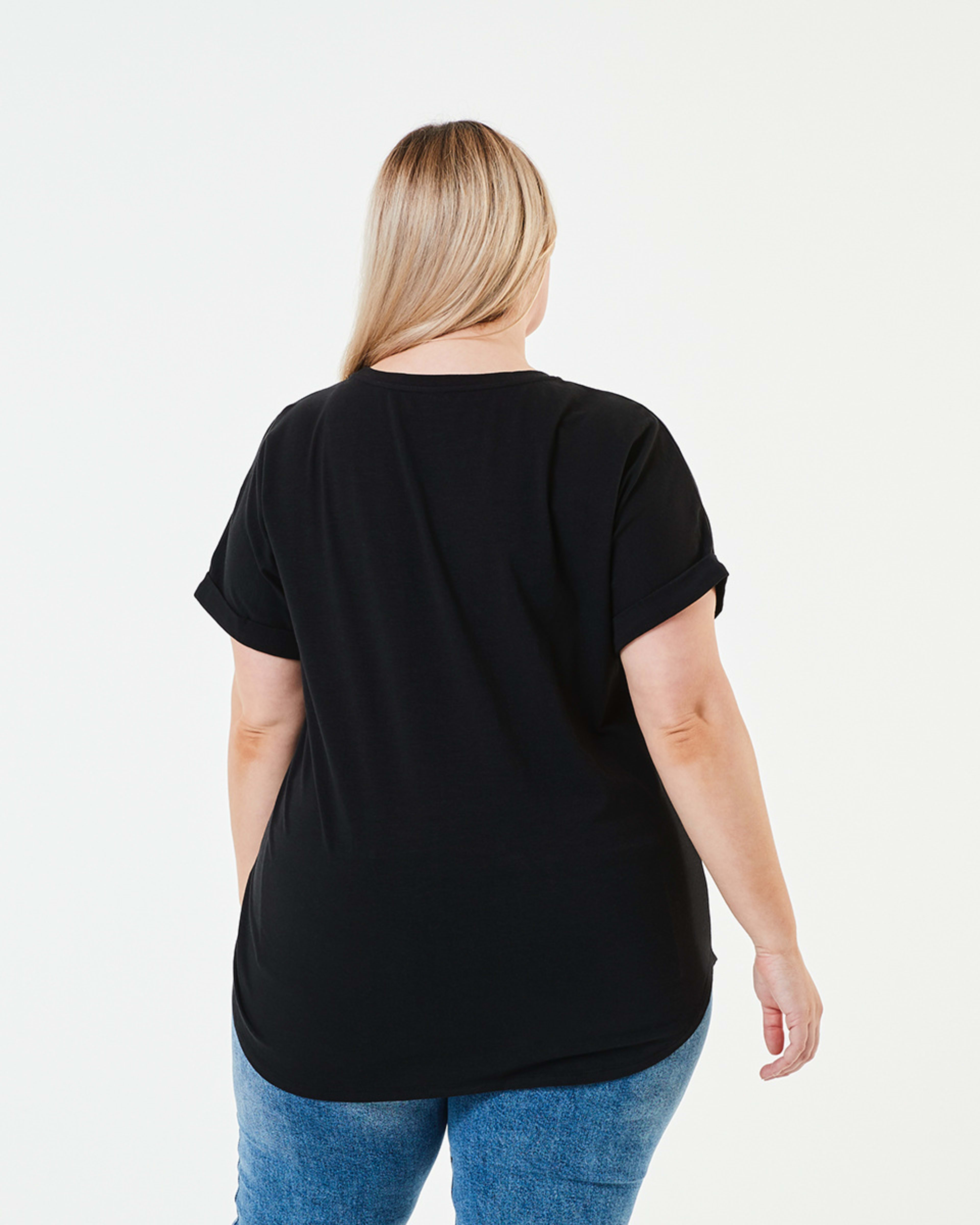 3 Curve Short Sleeve Longline Slub T-shirt BLACK, 3 of 4