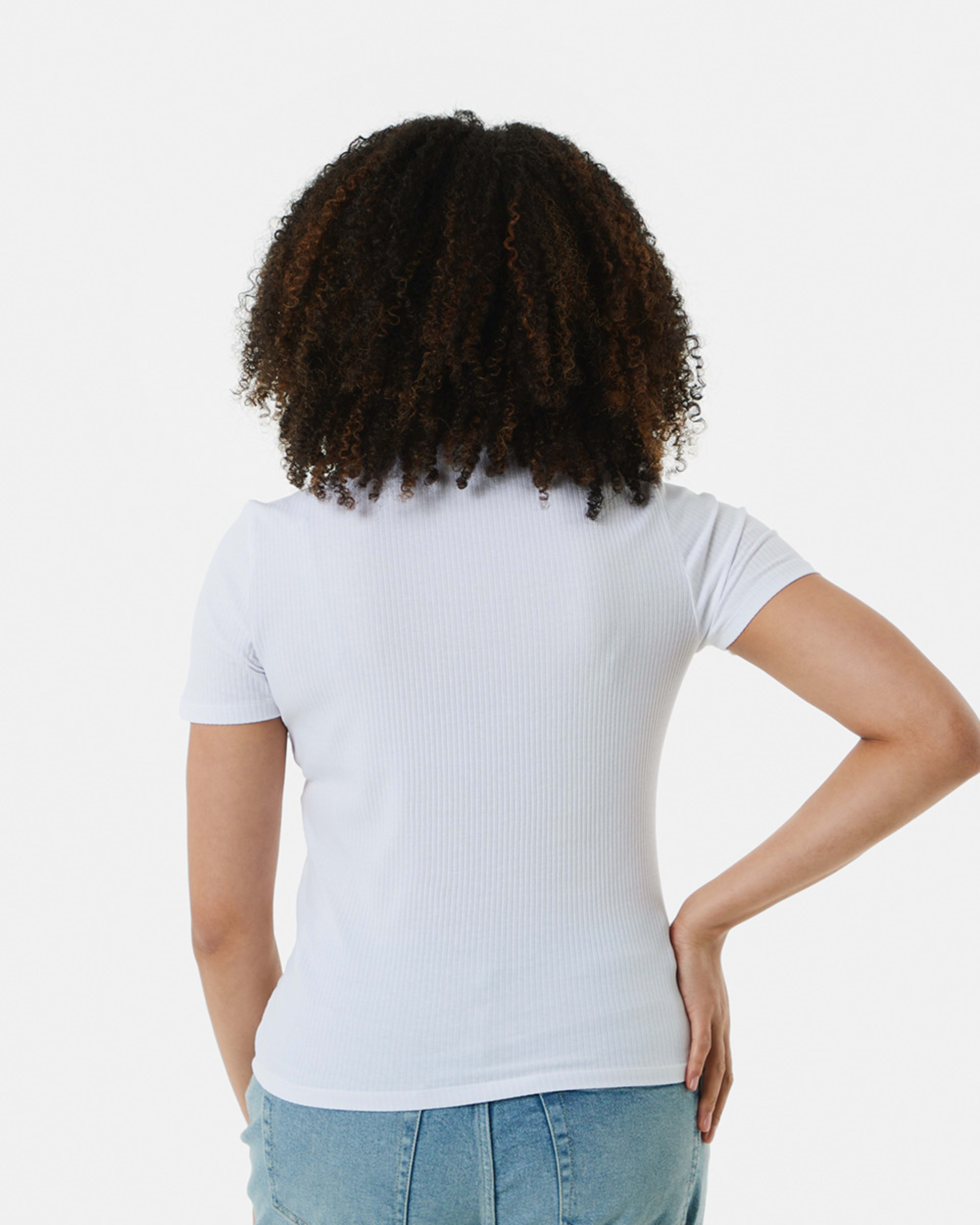 4 Short Sleeve Rib Crew Neck T-shirt White, 4 of 7