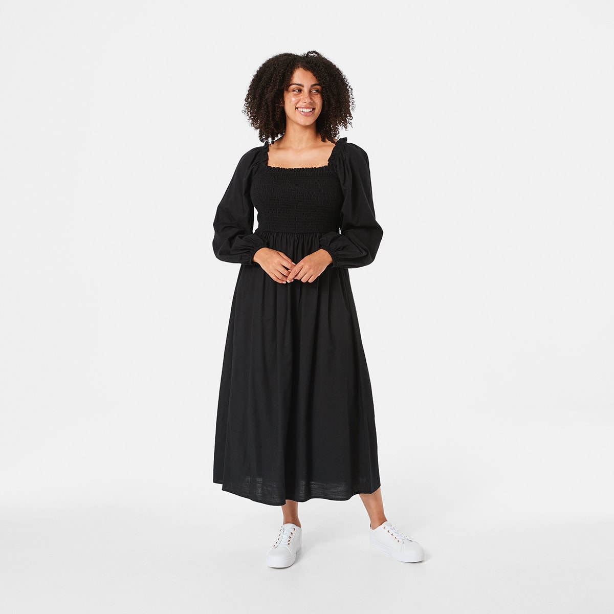 Long Sleeve Shirred Dress - Kmart