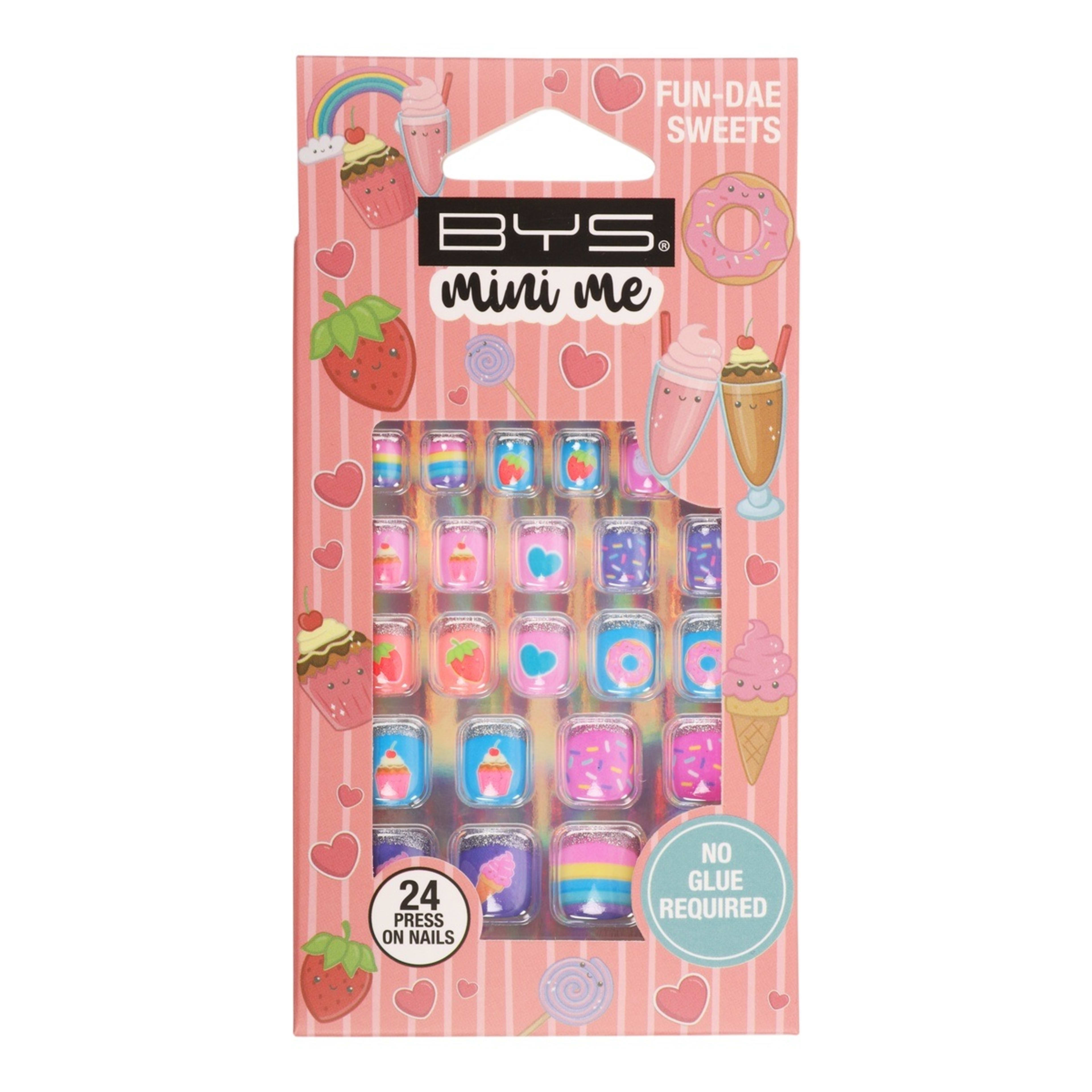 1 BYS Mini Me 24 Pack Press on Nails - Fun-dae Sweets, Square Shape, 1 of 2