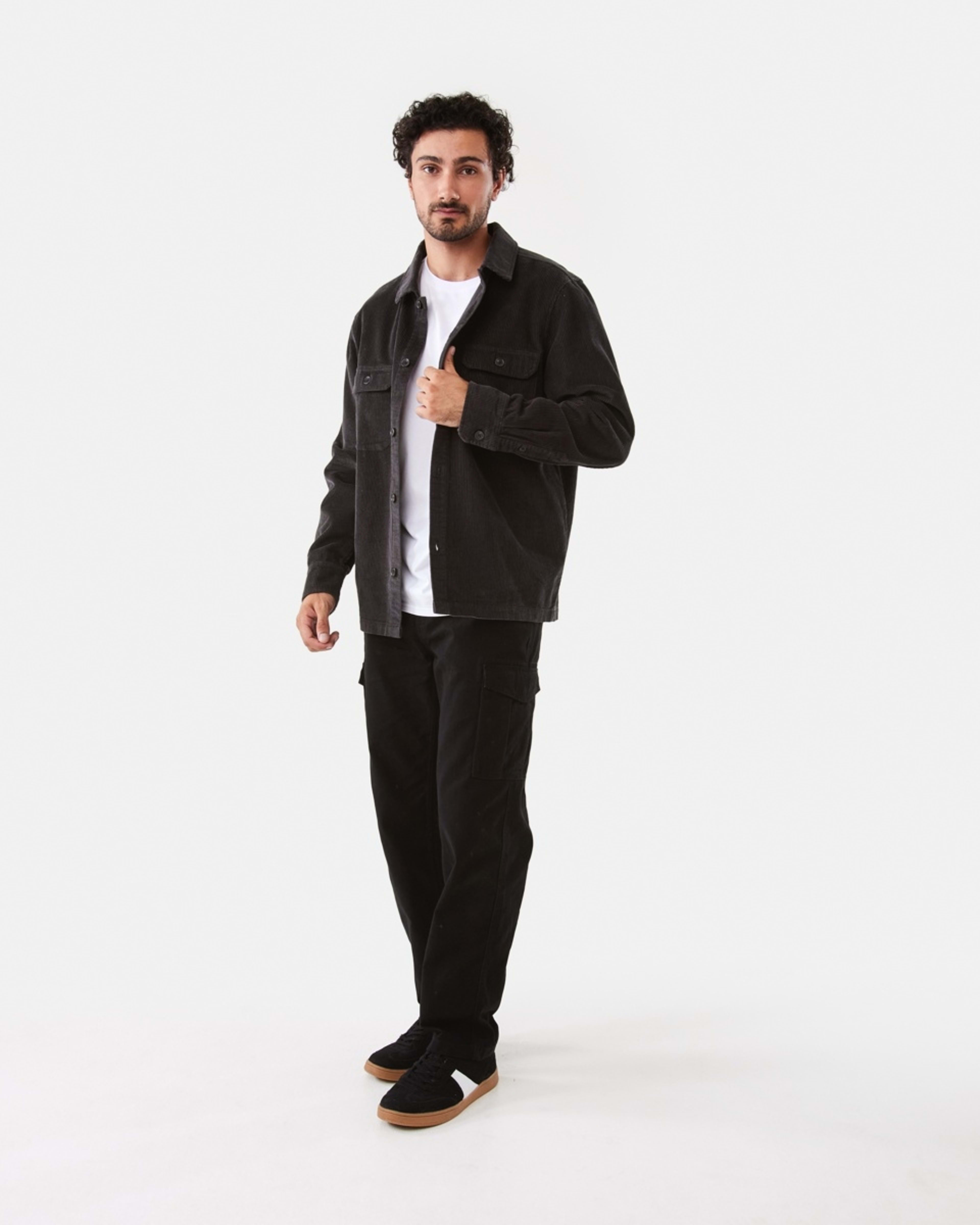 2 Long Sleeve Corduroy Overshirt Char Grey, 2 of 10
