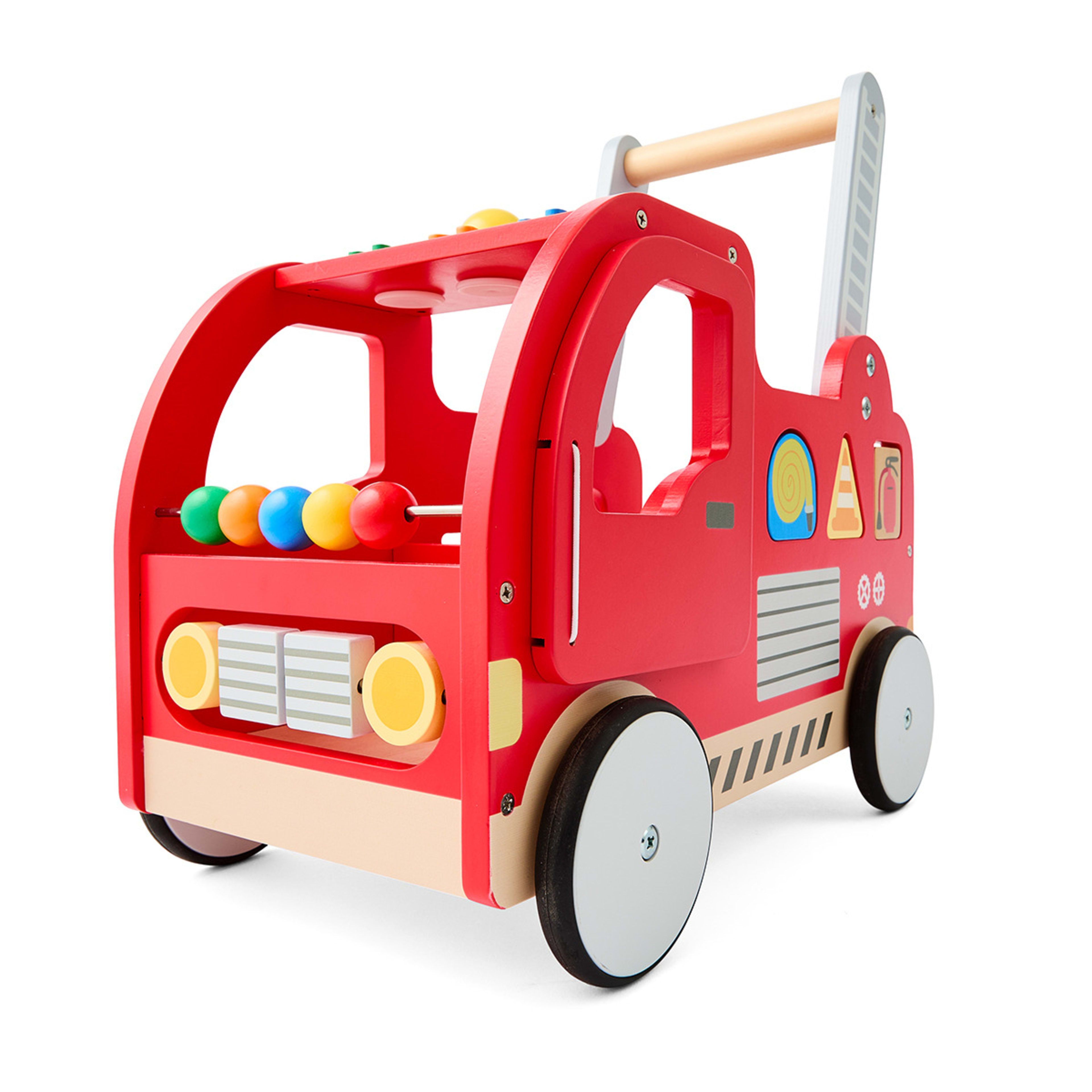 1 Wooden Play Push Along Fire Truck, 1 of 10