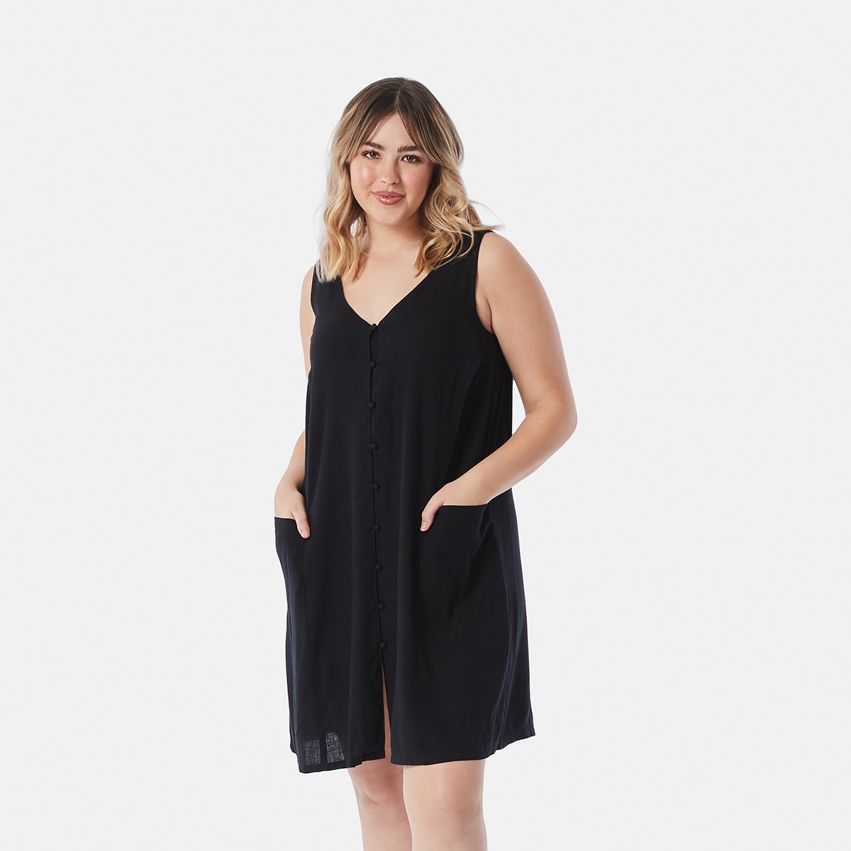 Sleeveless Button Front Dress - Kmart