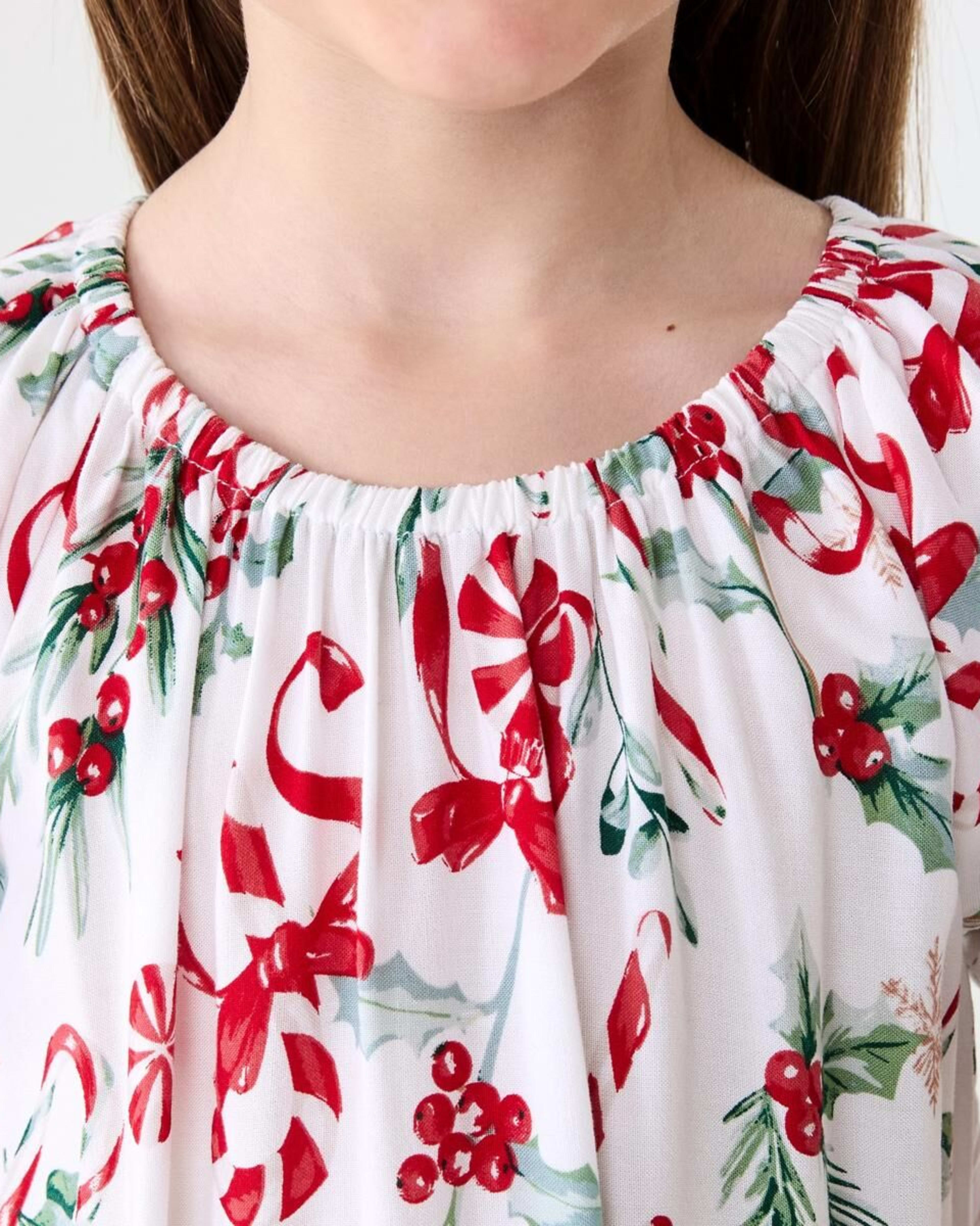 4 Christmas Viscose Family Matching Dress White Cane, 4 of 9