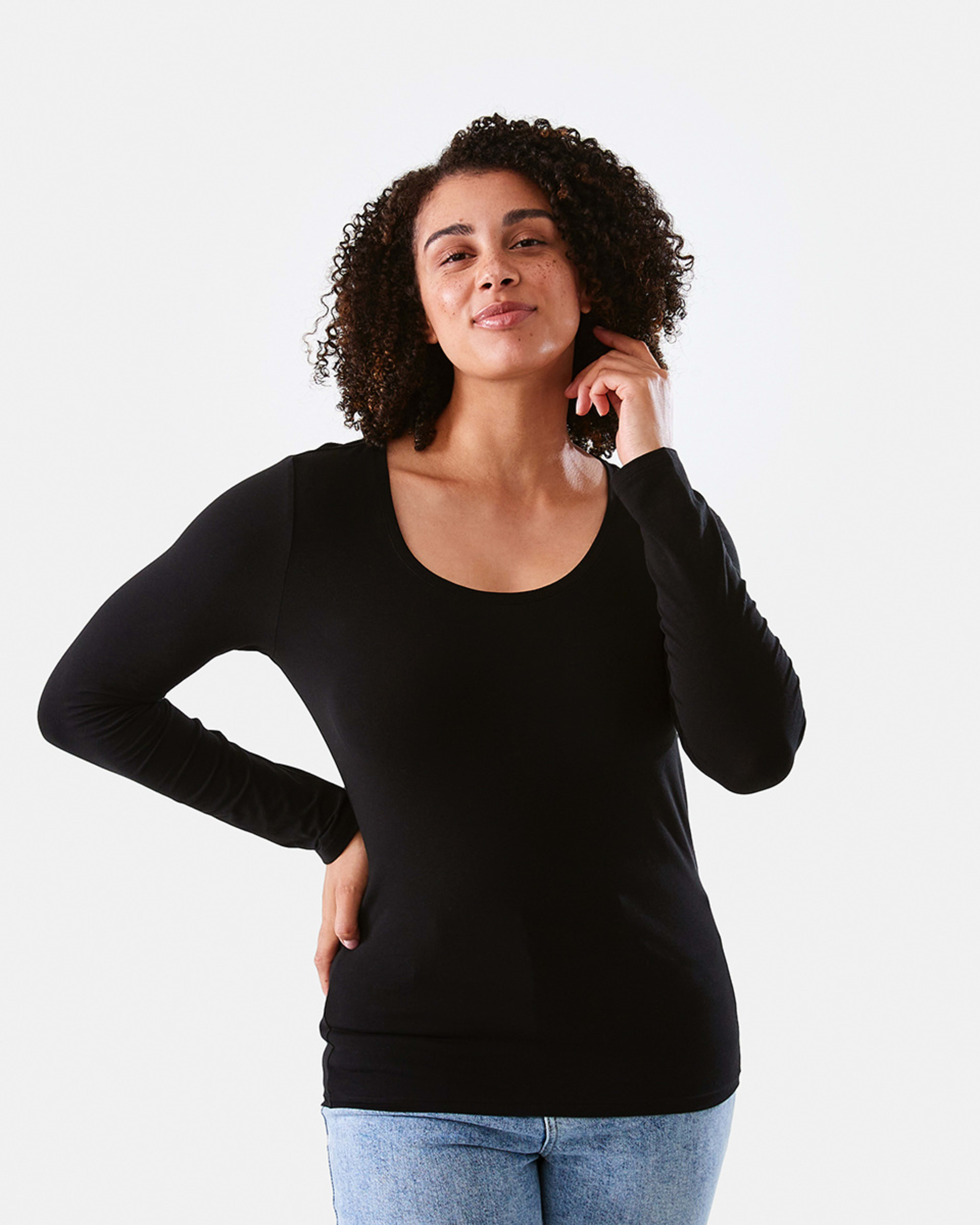 1 Long Sleeve Stretch T-shirt Black, 1 of 6