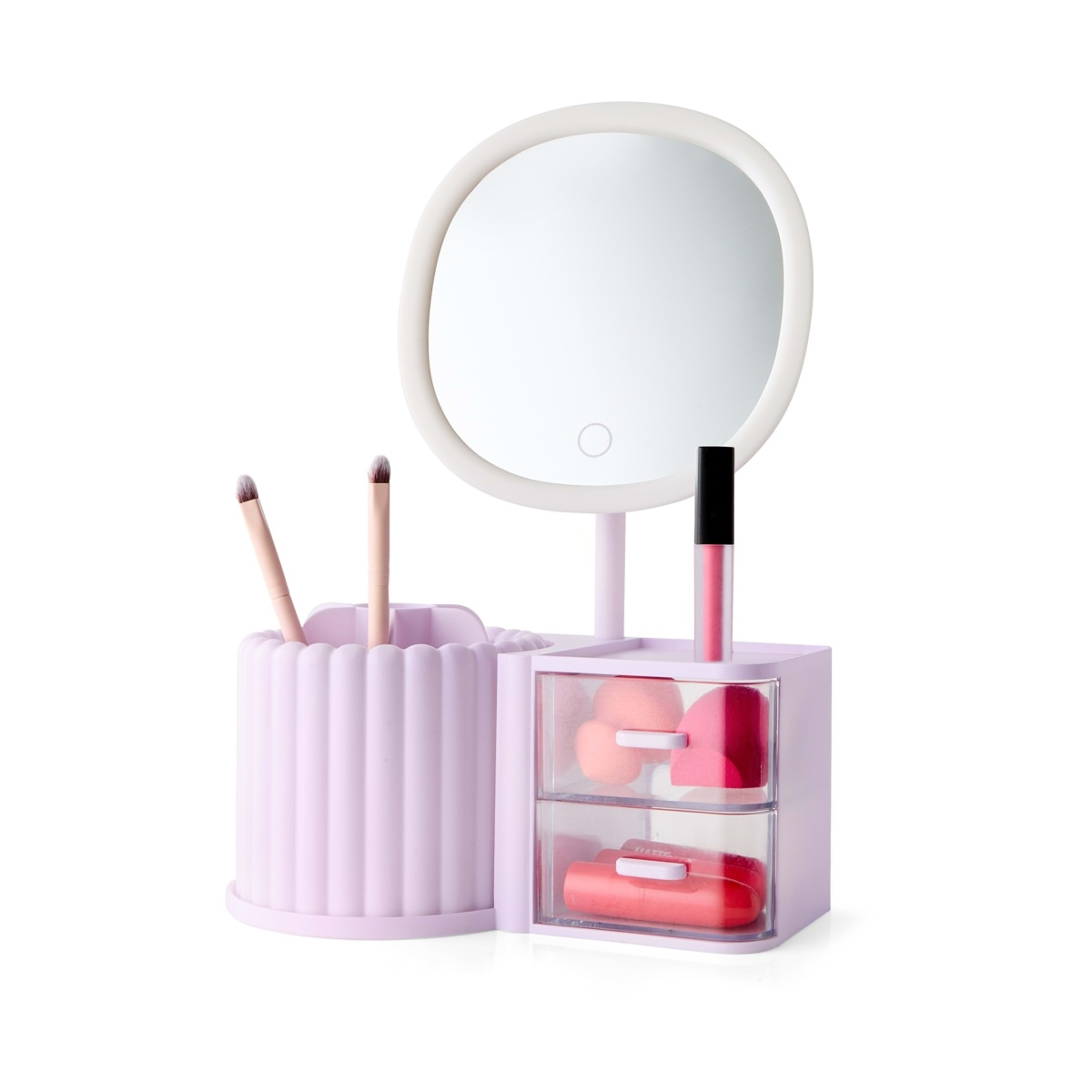 4 Cosmetic Organiser with Mirror - Lilac, 4 of 10