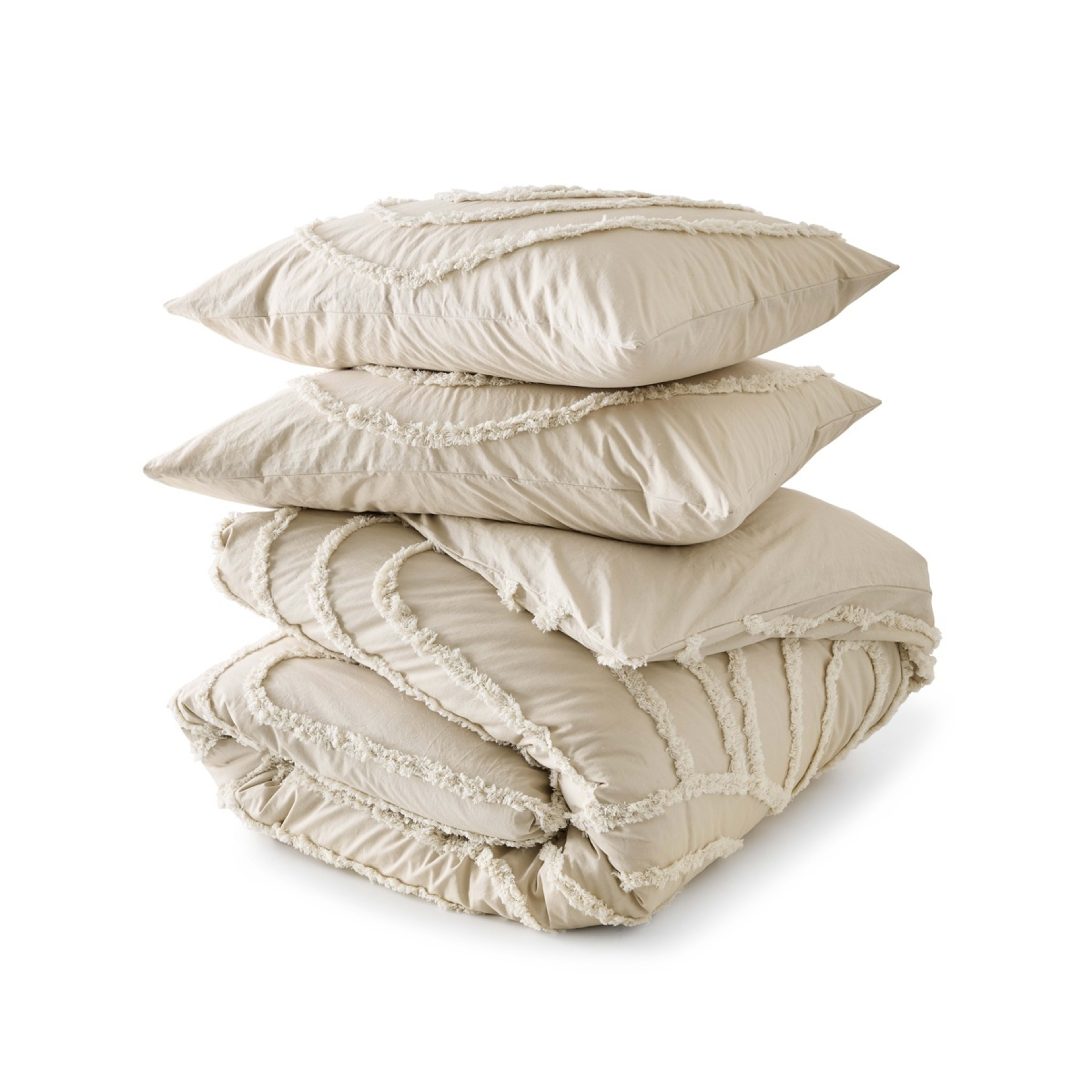 5 Avery Cotton Quilt Cover Set - Queen Bed, Beige, 5 of 6