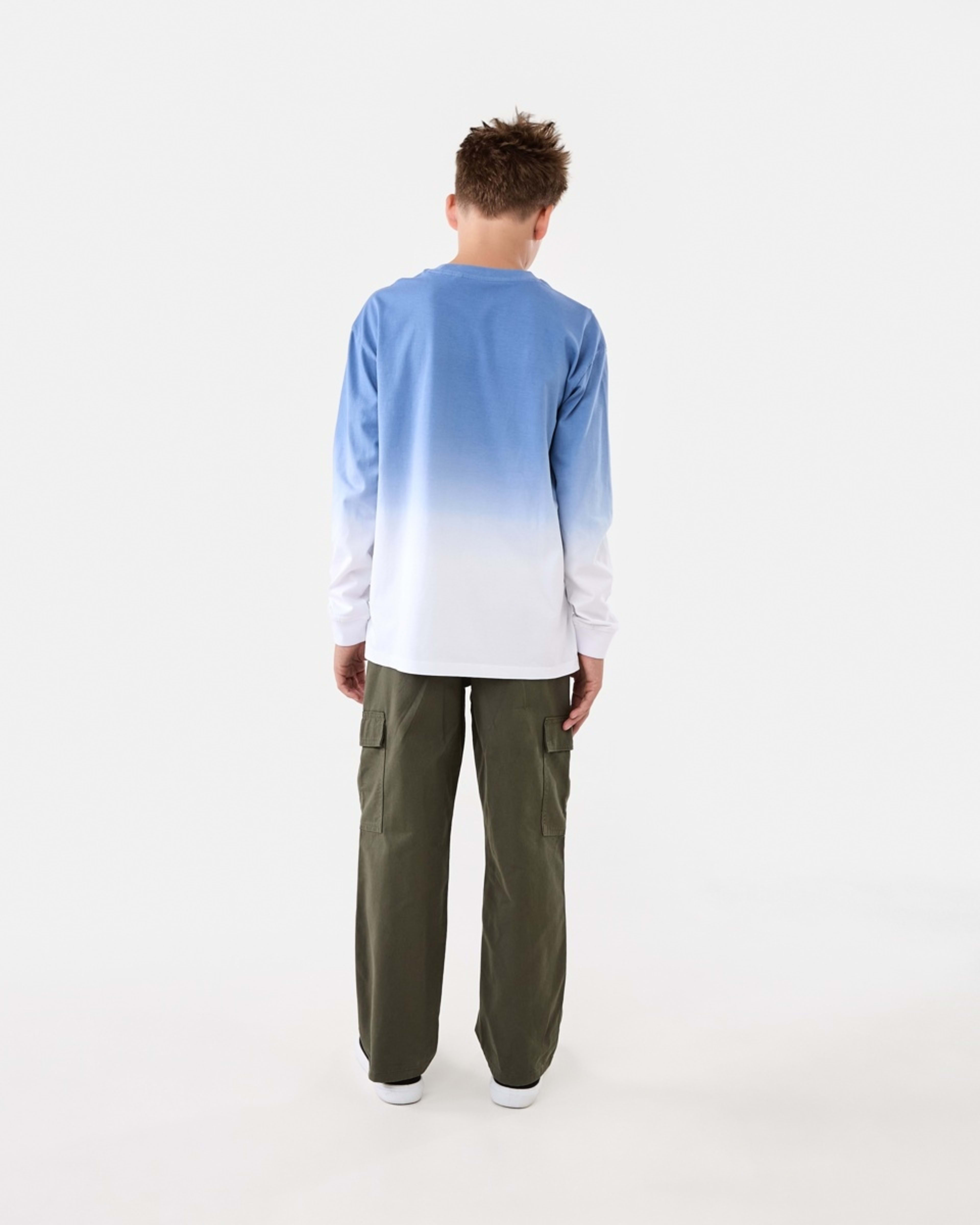 6 Long Sleeve Cuff Skate Print T-shirt Ombre Steely Blue, 6 of 8