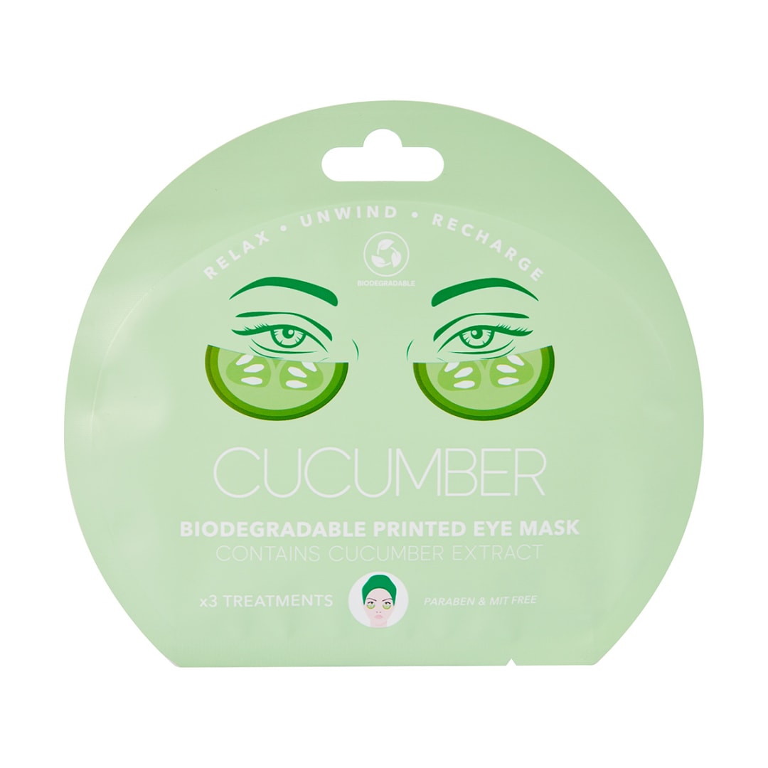 3 Pack Biodegradable Printed Eye Masks Cucumber Extract Kmart