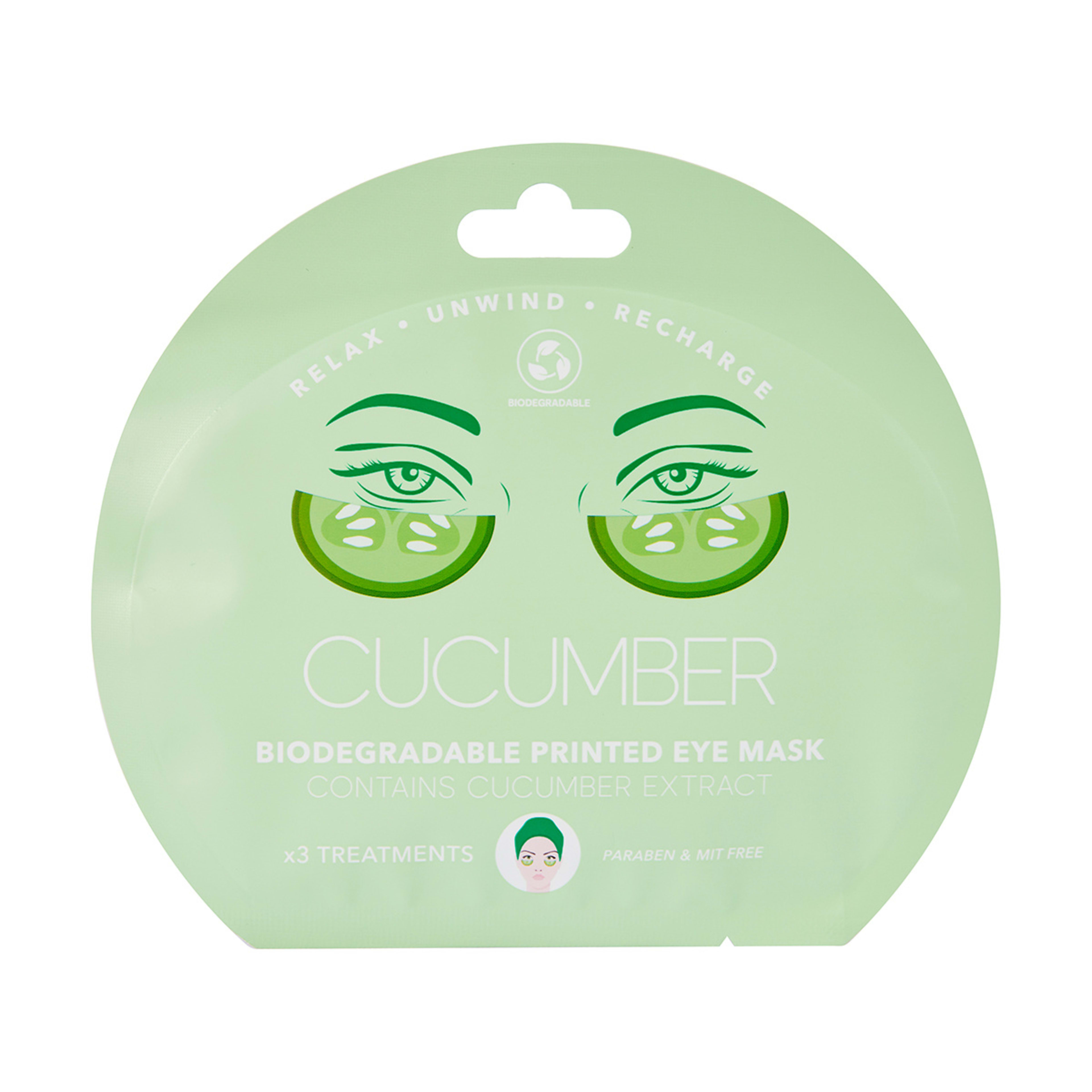 3 Pack Biodegradable Printed Eye Masks Cucumber Extract Kmart NZ