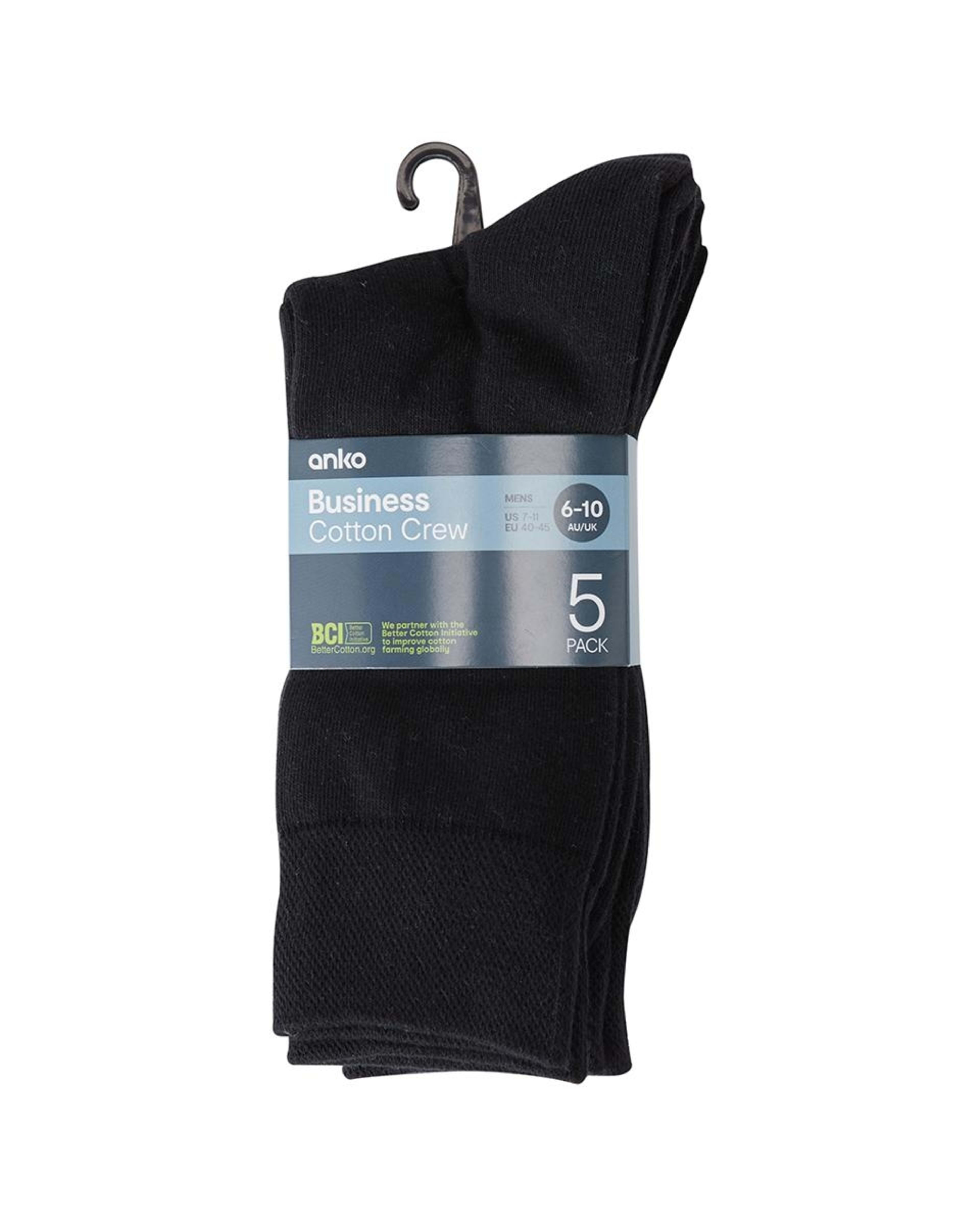 3 5 Pack Business Socks Black, 3 of 3