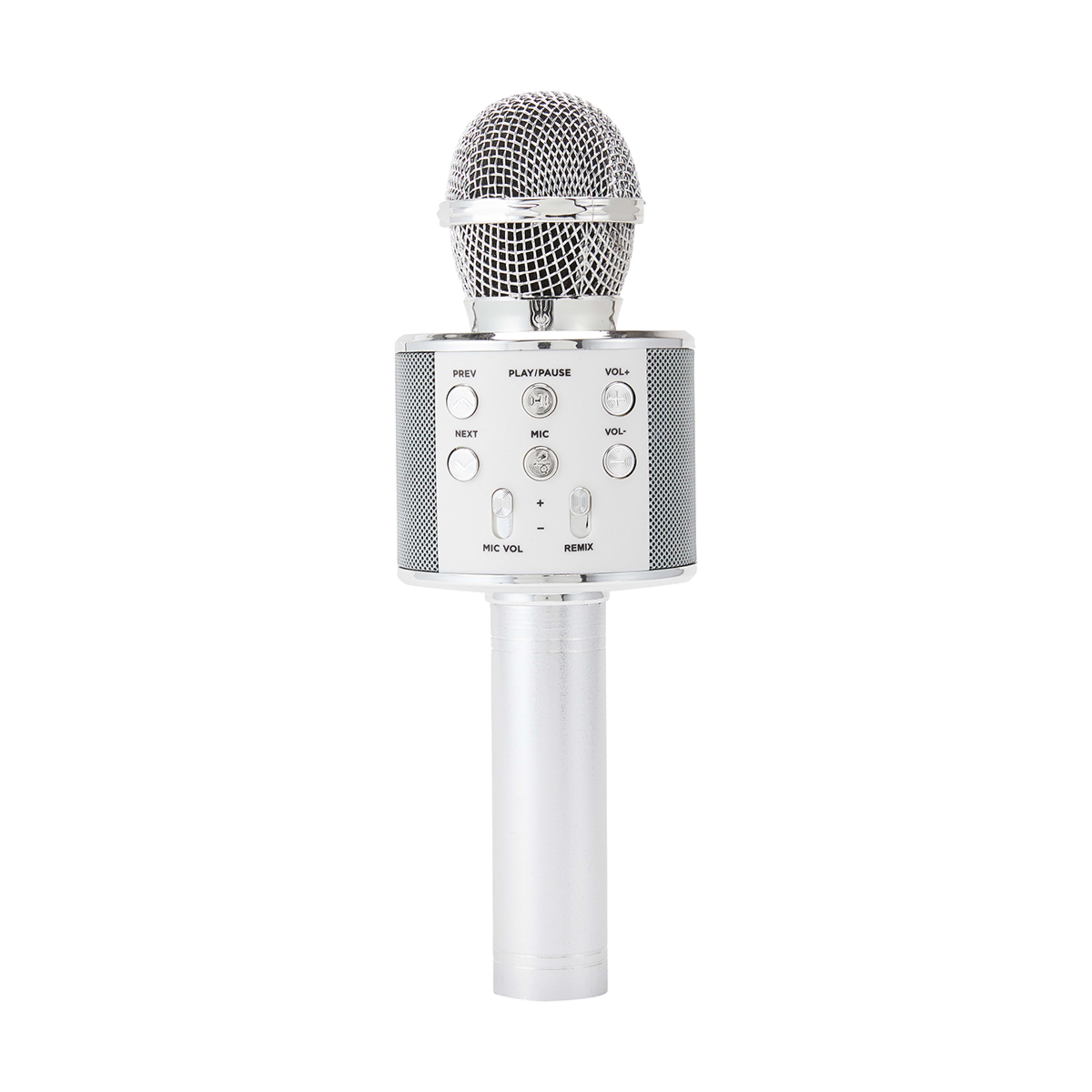 Bluetooth Karaoke Microphone with Speaker Silver Kmart