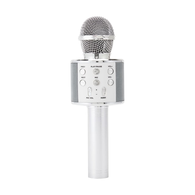Bluetooth Karaoke Microphone with Speaker Silver Kmart
