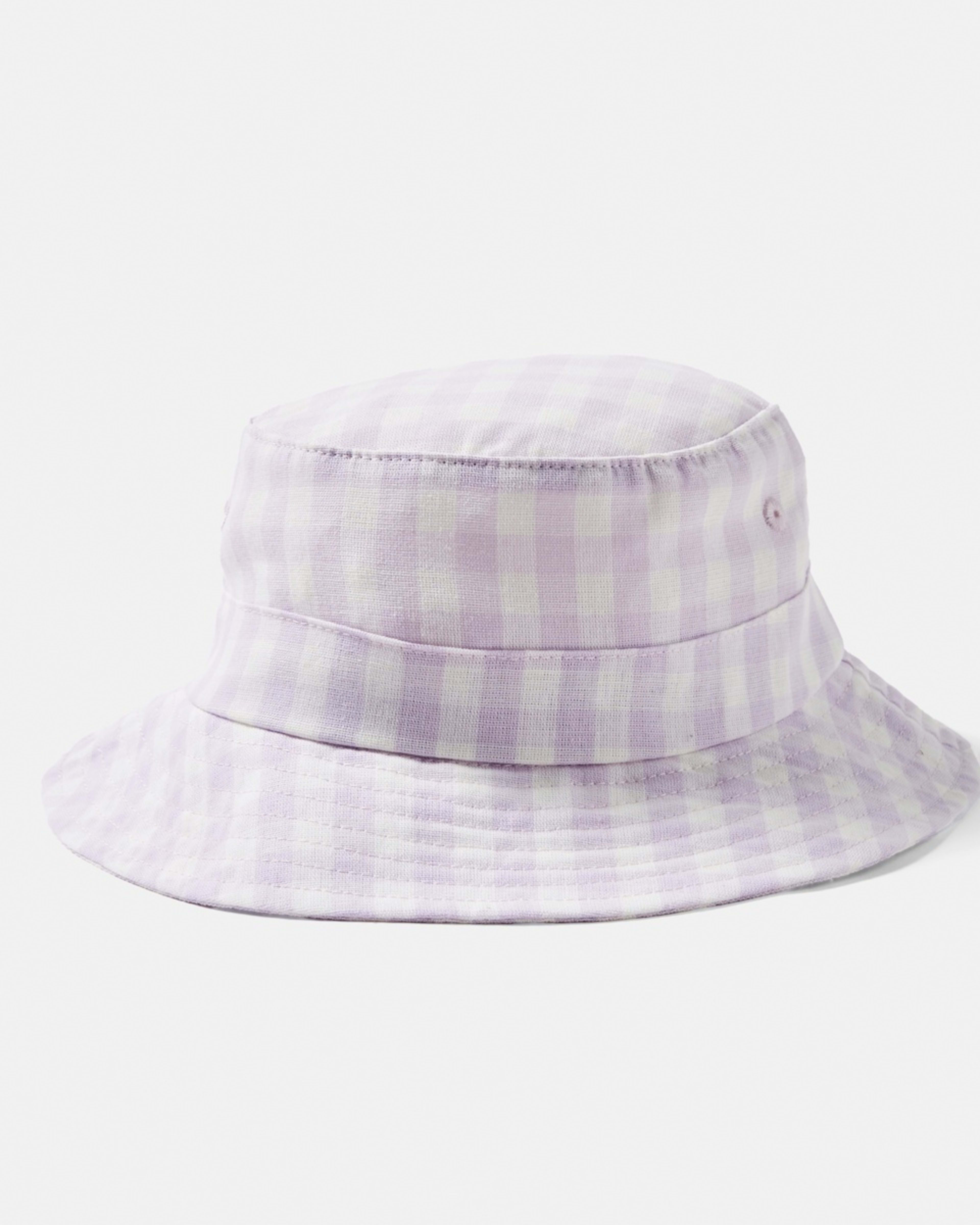 1 Wide Brim Summer Hat LAVENDER GINGHAM, 1 of 2