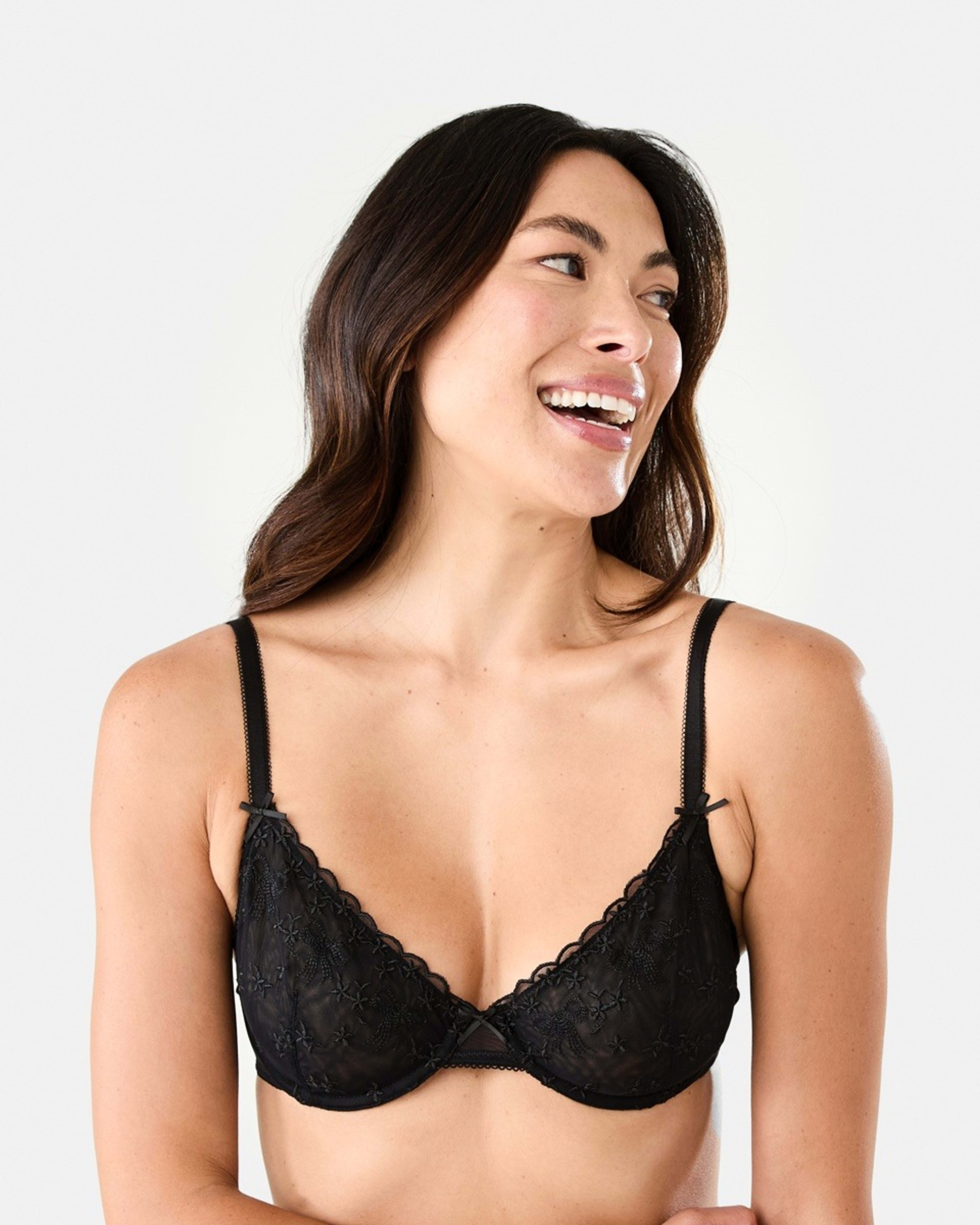 1 Co-ordinated Soft Cup Mesh Underwire Bra Bow Frl Bk