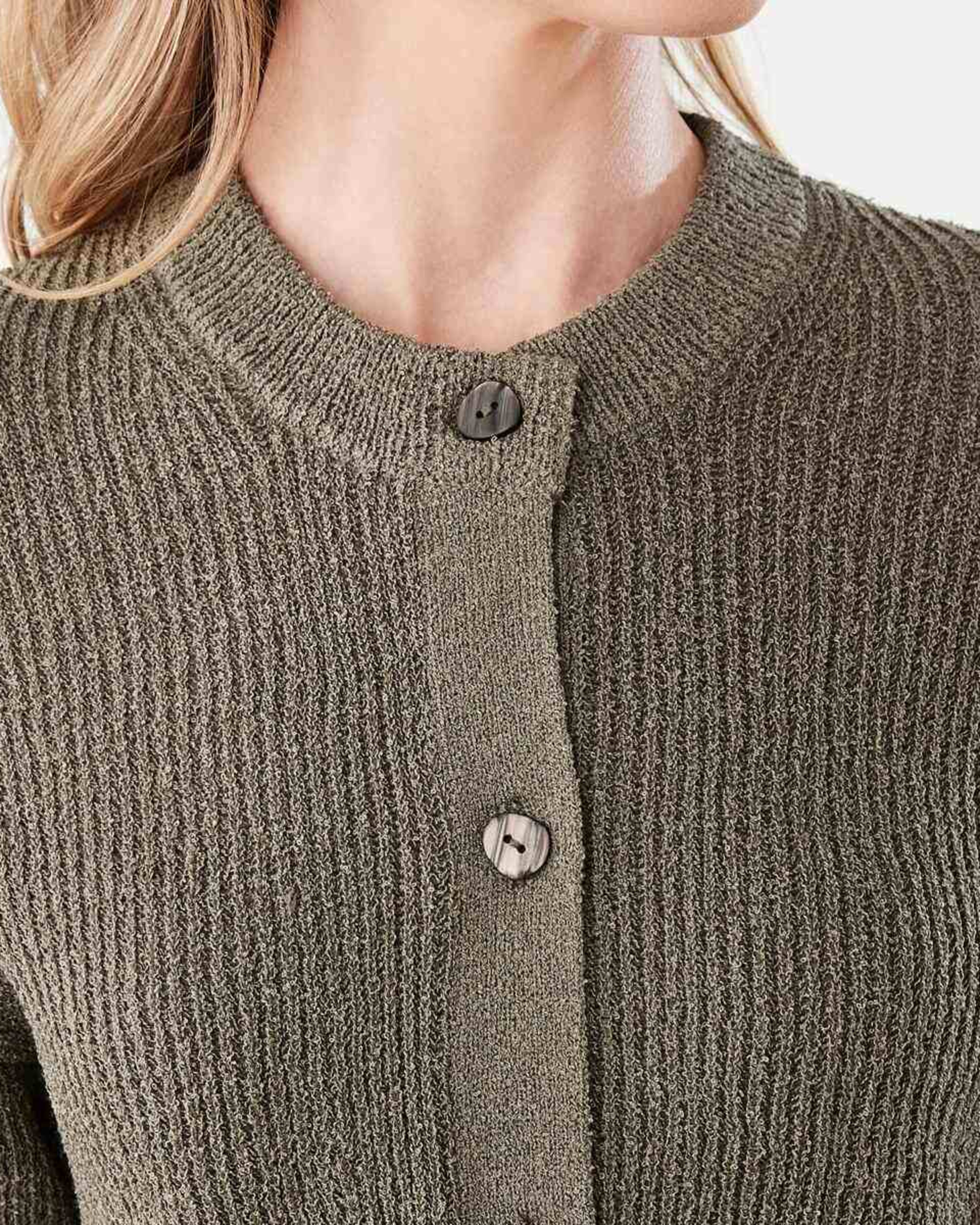 5 Short Sleeve Button Up Cardigan BURNT OLIVE, 5 of 5