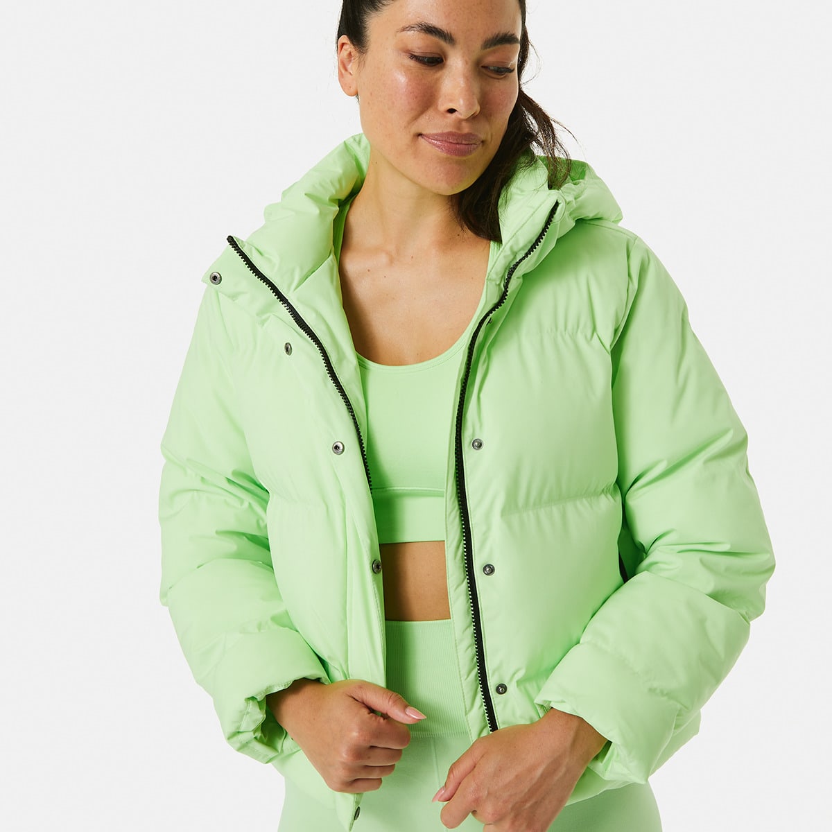 Active Womens Bonded Crop Puffer Jacket Kmart