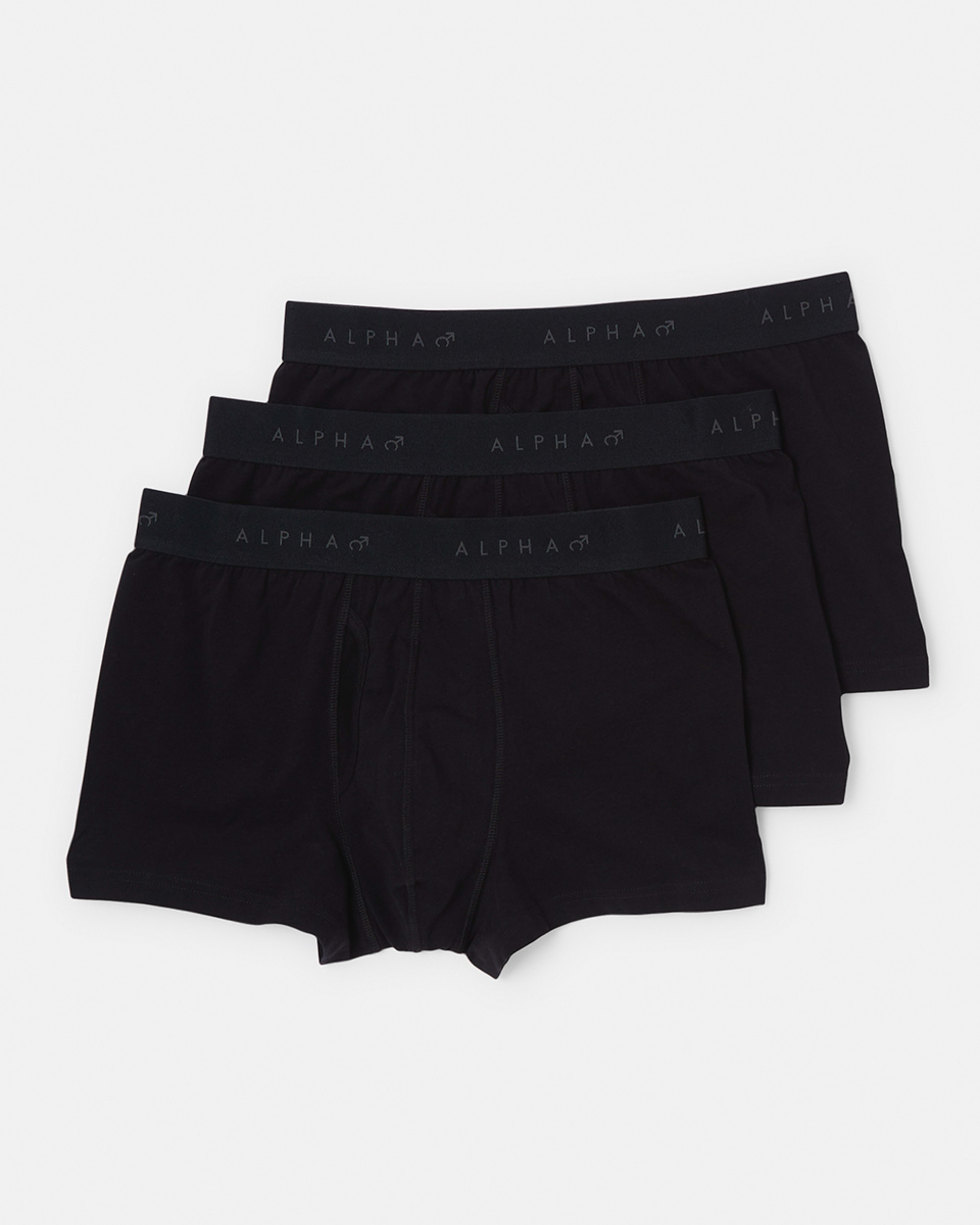 1 3 Pack Fly Front Plain Trunks Black, 1 of 6