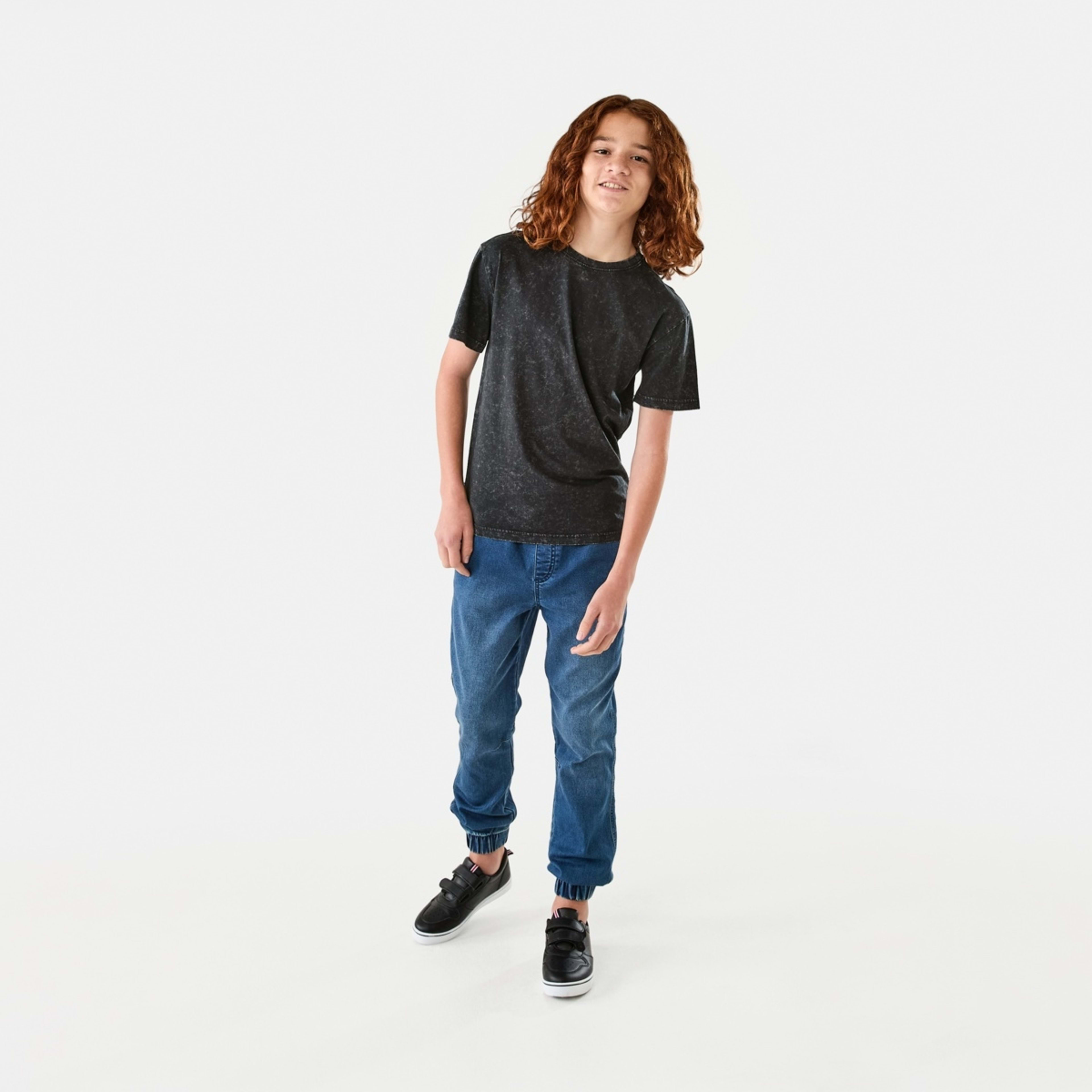 7 Curved Hem Acid Wash T-shirt Black Wash, 7 of 9