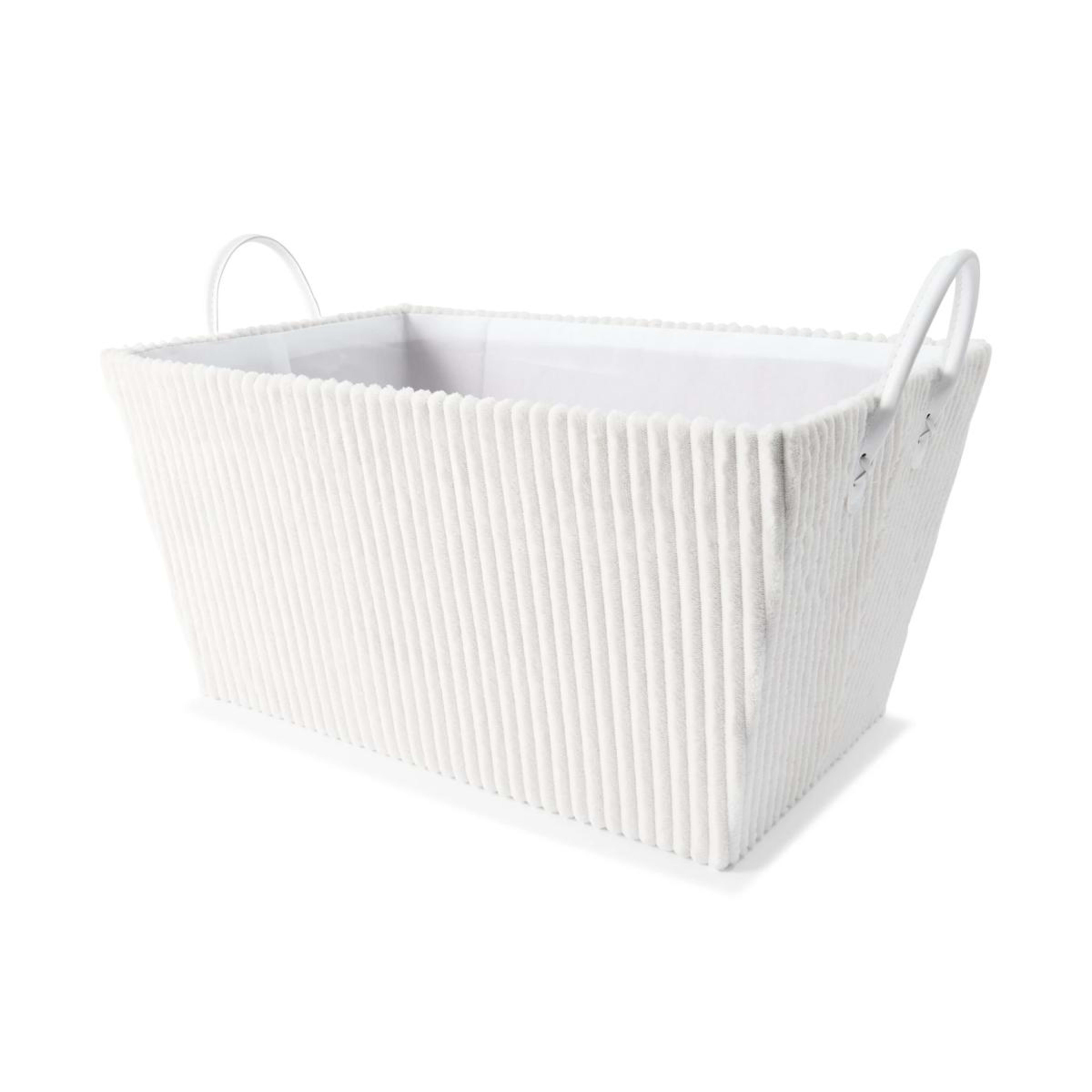 1 Tapered Ribbed Basket - White