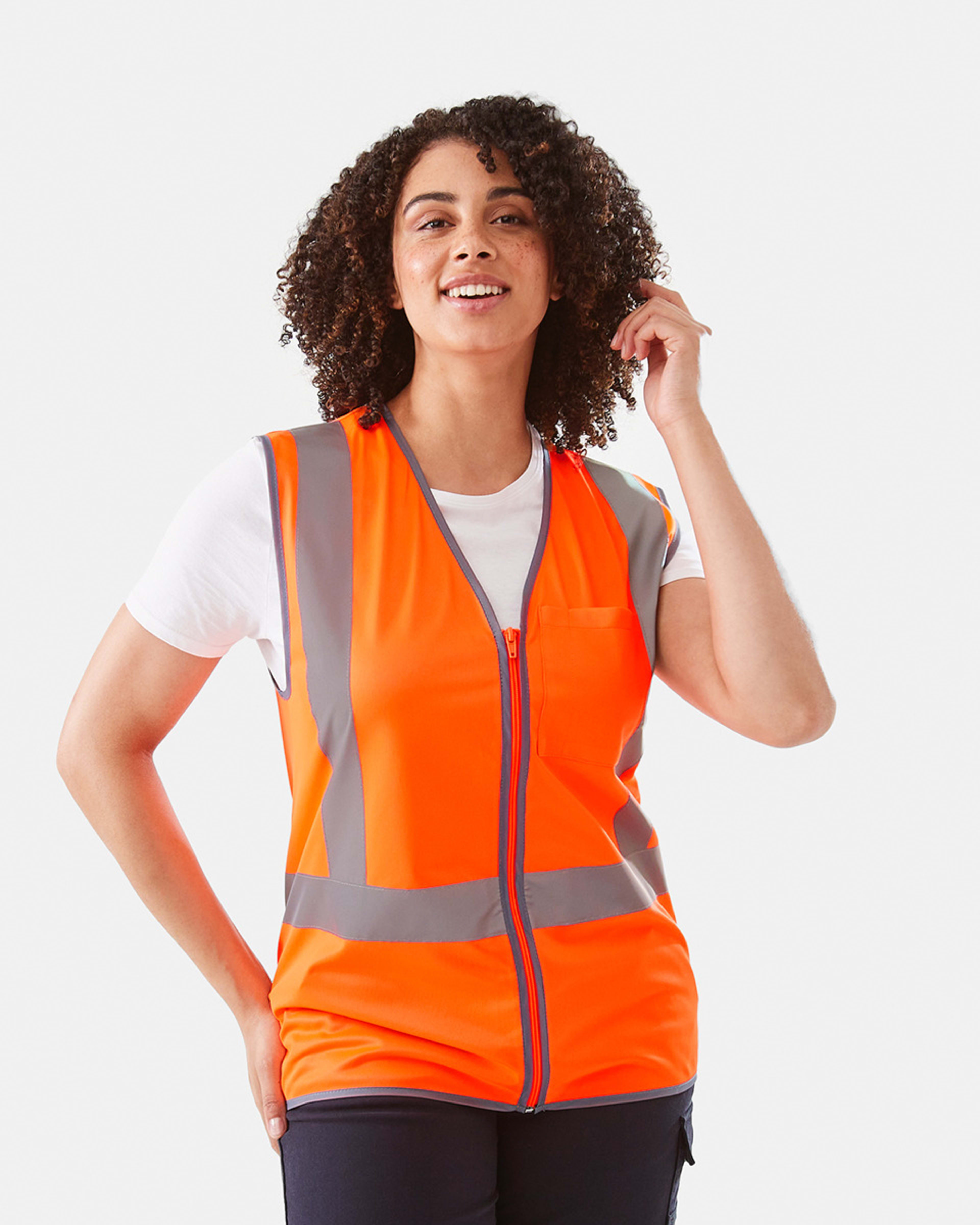 2 Workwear Hi-Visibility Vest SAFETY ORANGE, 2 of 10