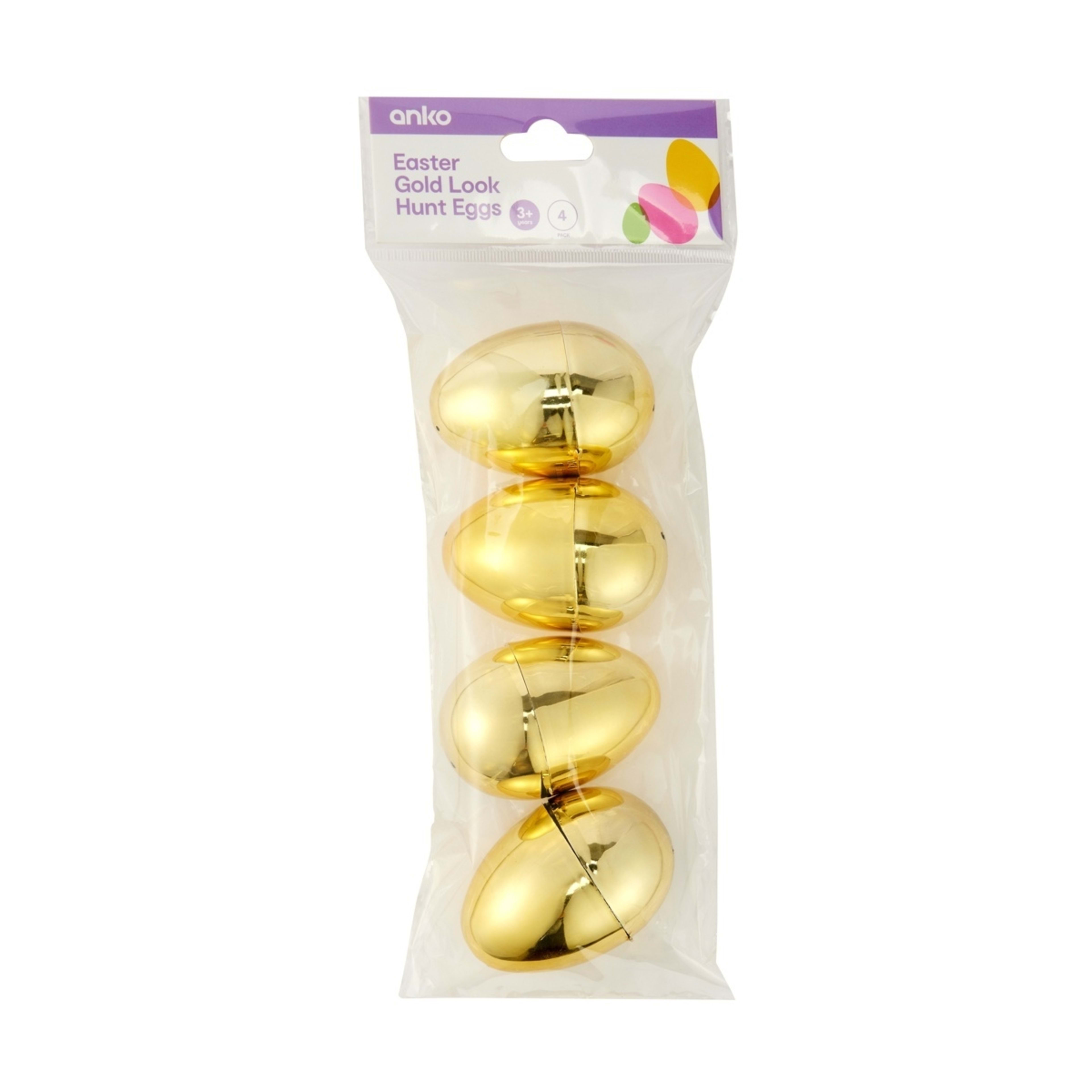 5 4 Pack Easter Gold Look Hunt Eggs, 5 of 5