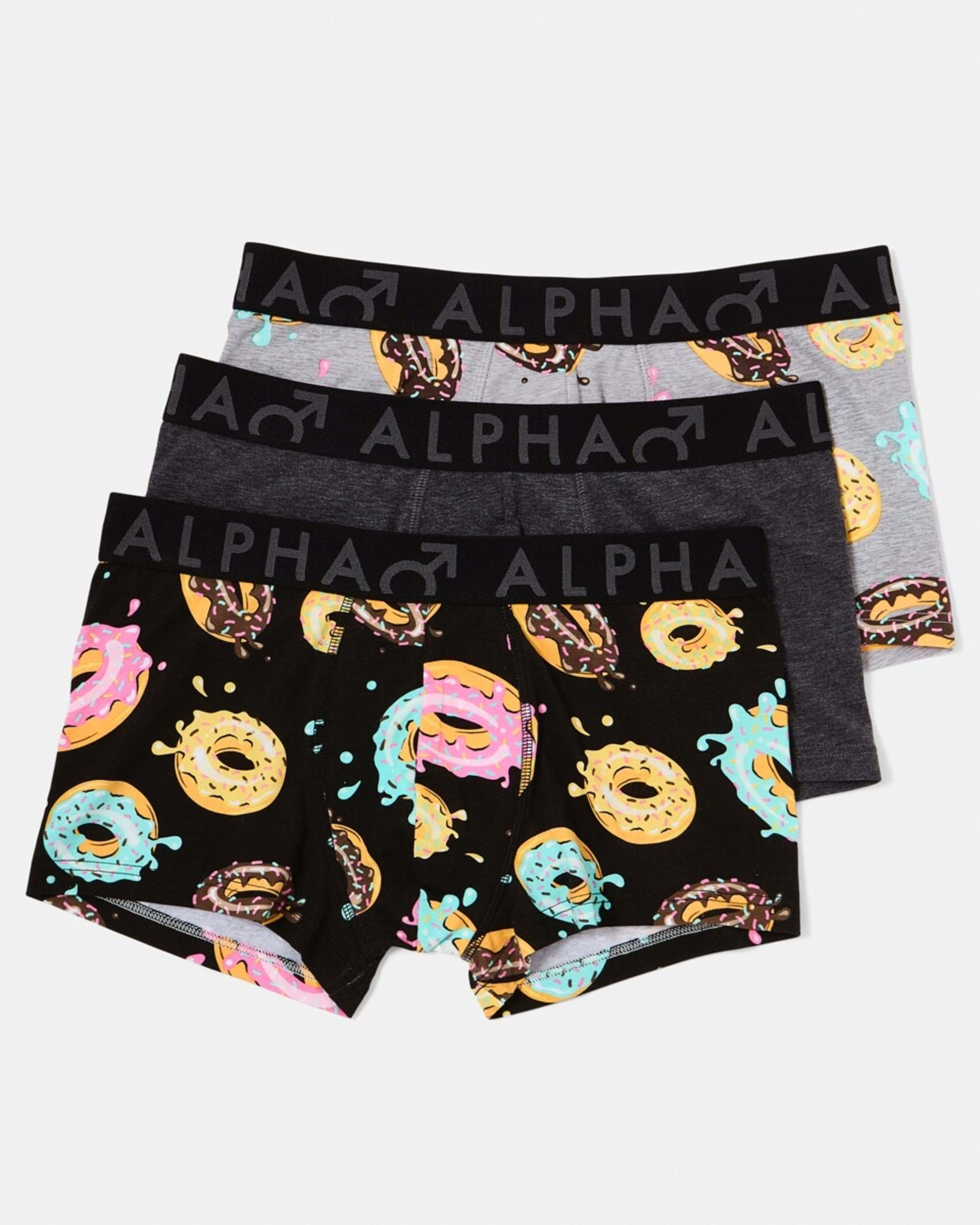 1 3 Pack Print Plain Trunks DONUT SPLATTER