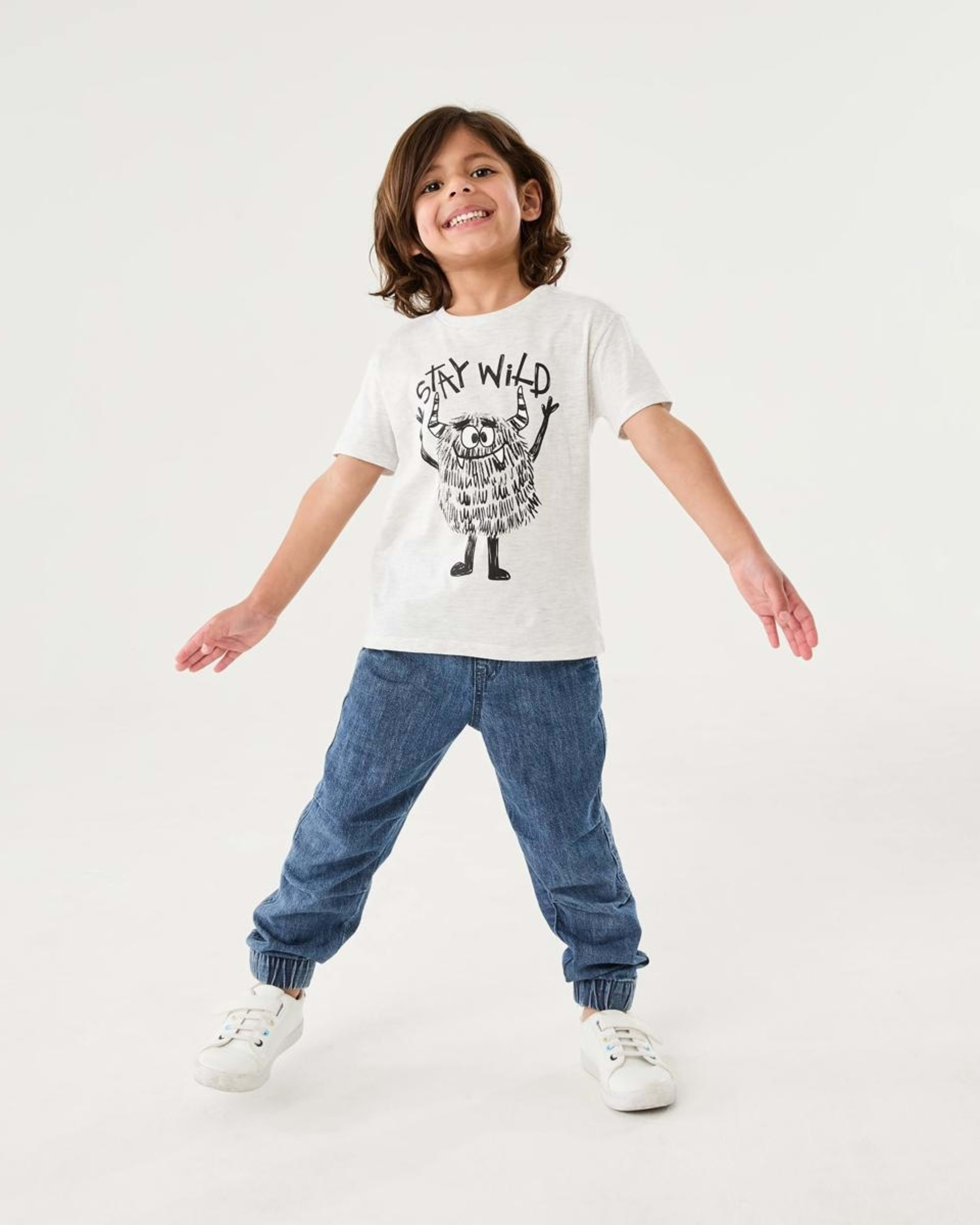 5 Chest Print T-shirt STAY WILD MONSTER WHITE MARLE, 5 of 6