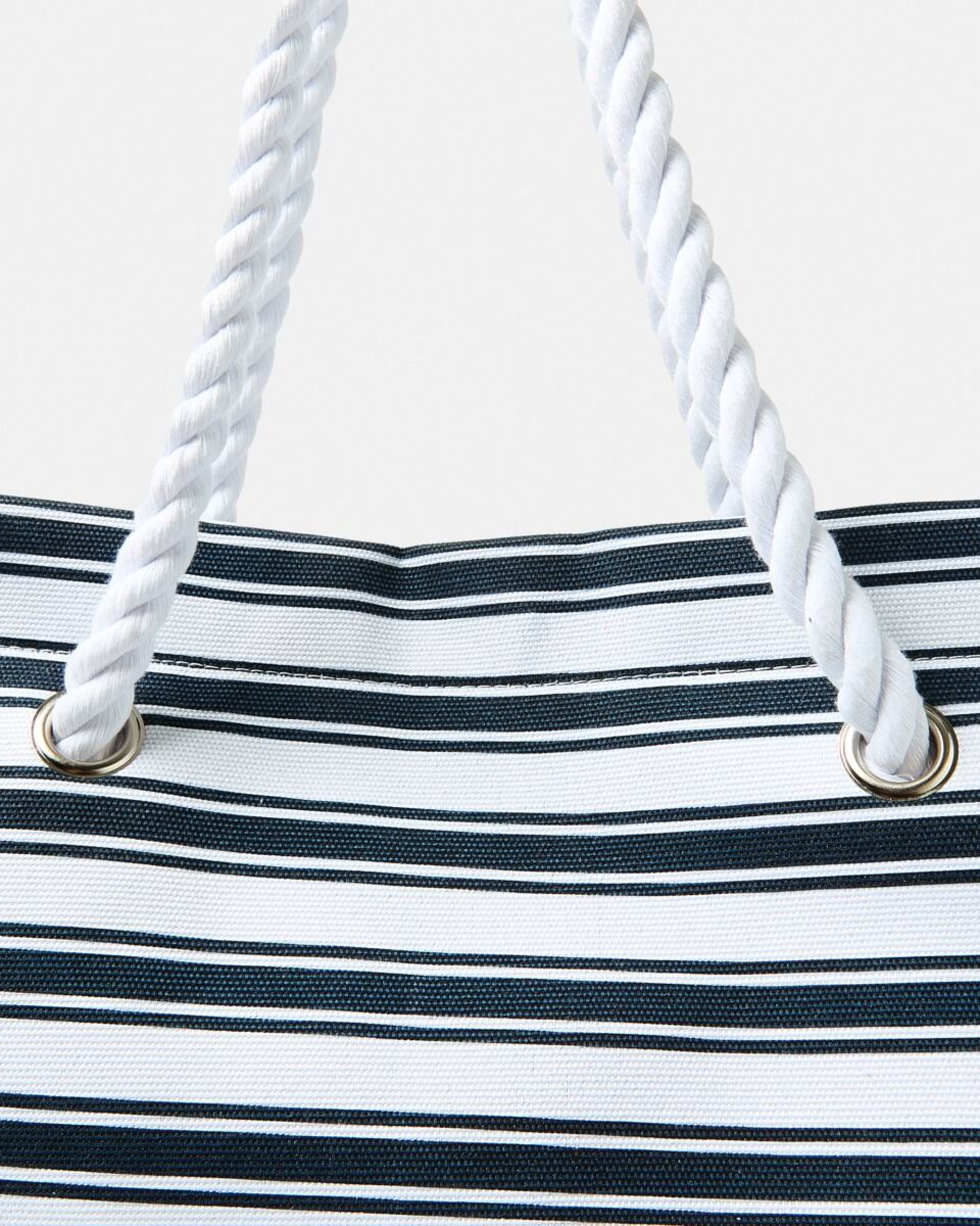 3 Rope Canvas Beach Bag NAVY STRIPE NAVY BLAZER, 3 of 5