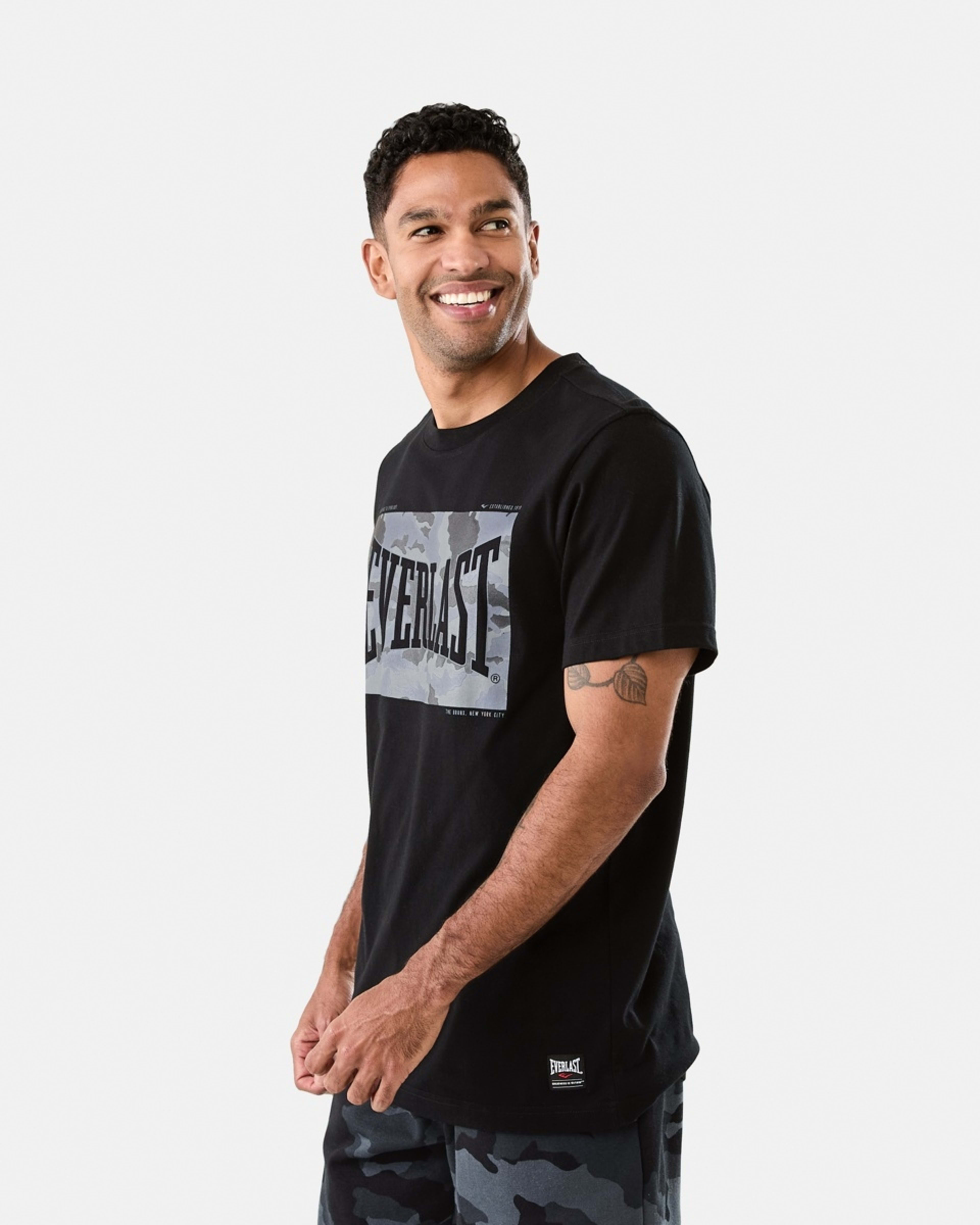 2 Everlast Mens Camo Crew Neck T-shirt Black Camo, 2 of 7
