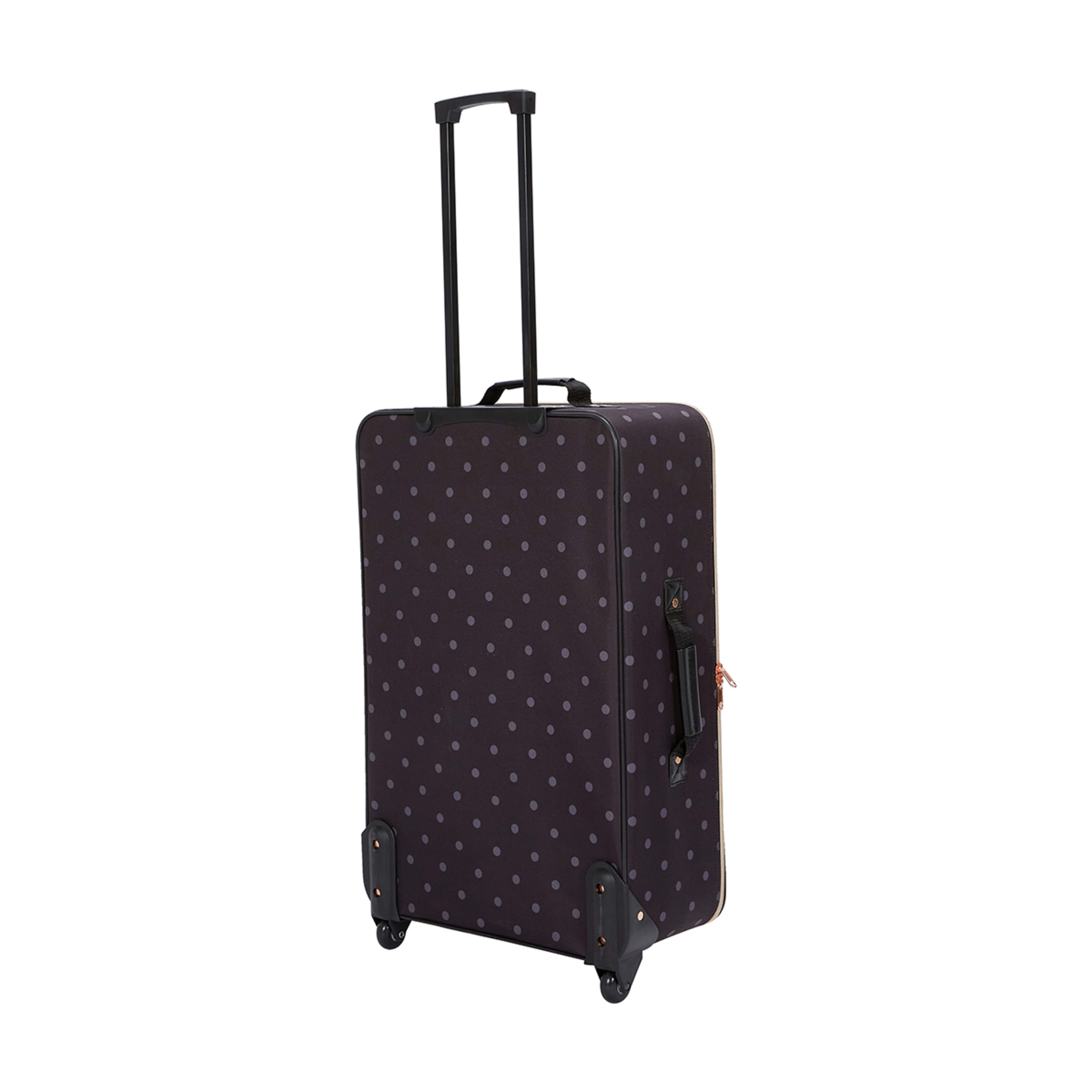 3 4 Piece Polka Dot Soft Case Luggage Set - Black, 3 of 10