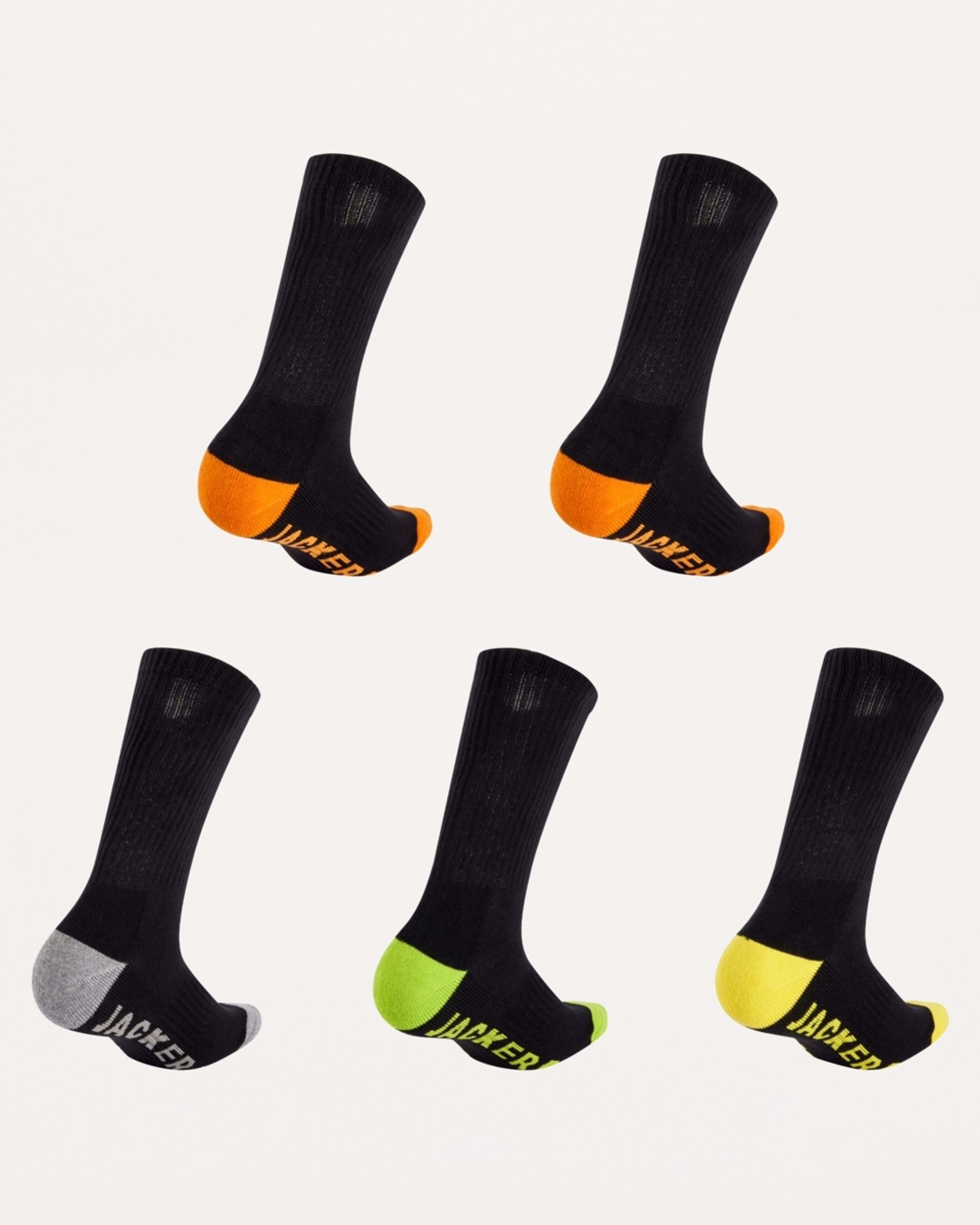 2 5 Pack Work Socks BLACK GREY HI VIS, 2 of 3