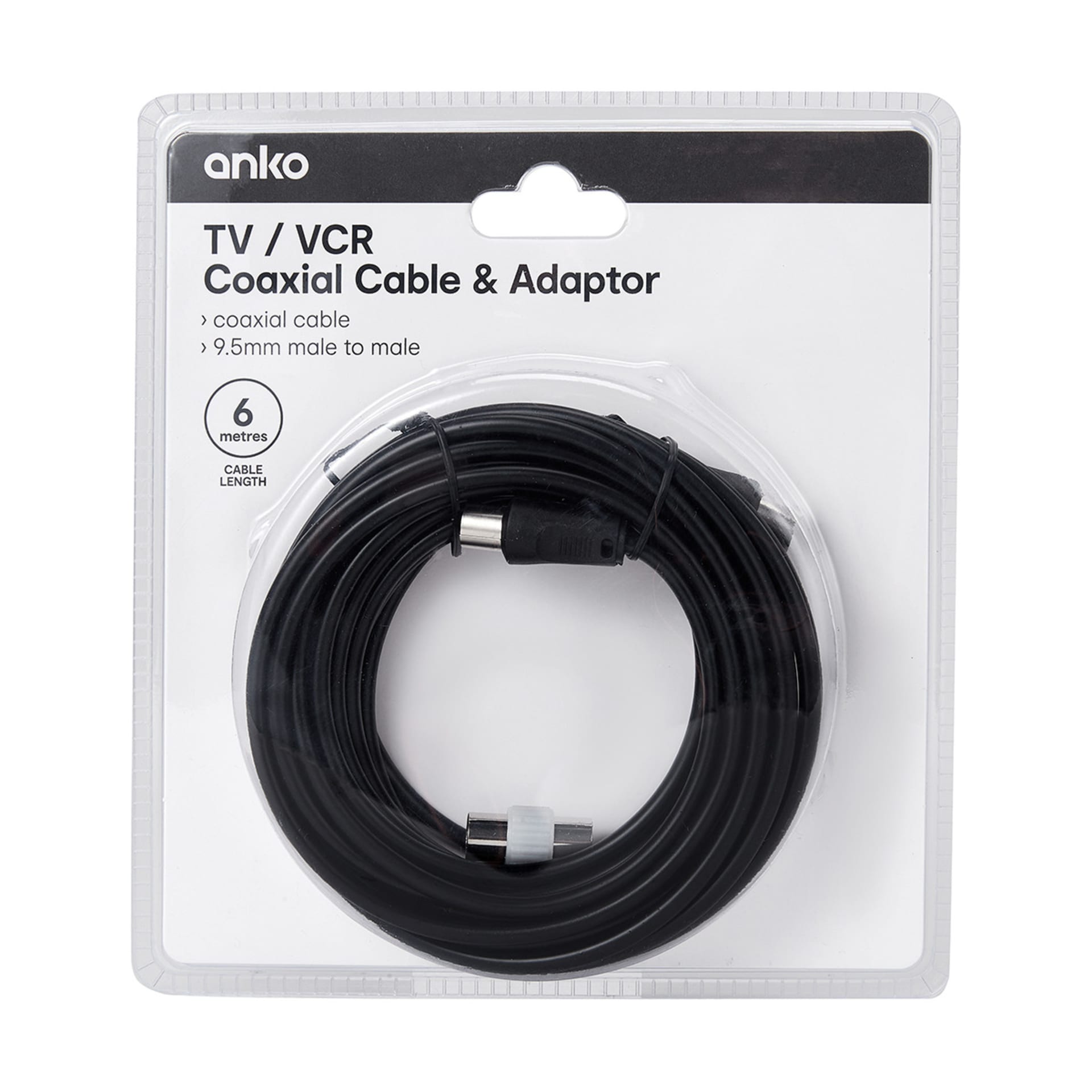 Coaxial Antenna Cable with Adaptor 6m Kmart