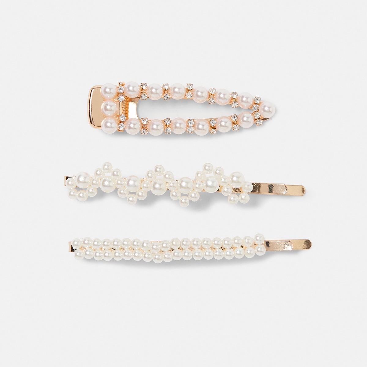3 Pack Faux Pearl Gold Tone Hair Clips Kmart