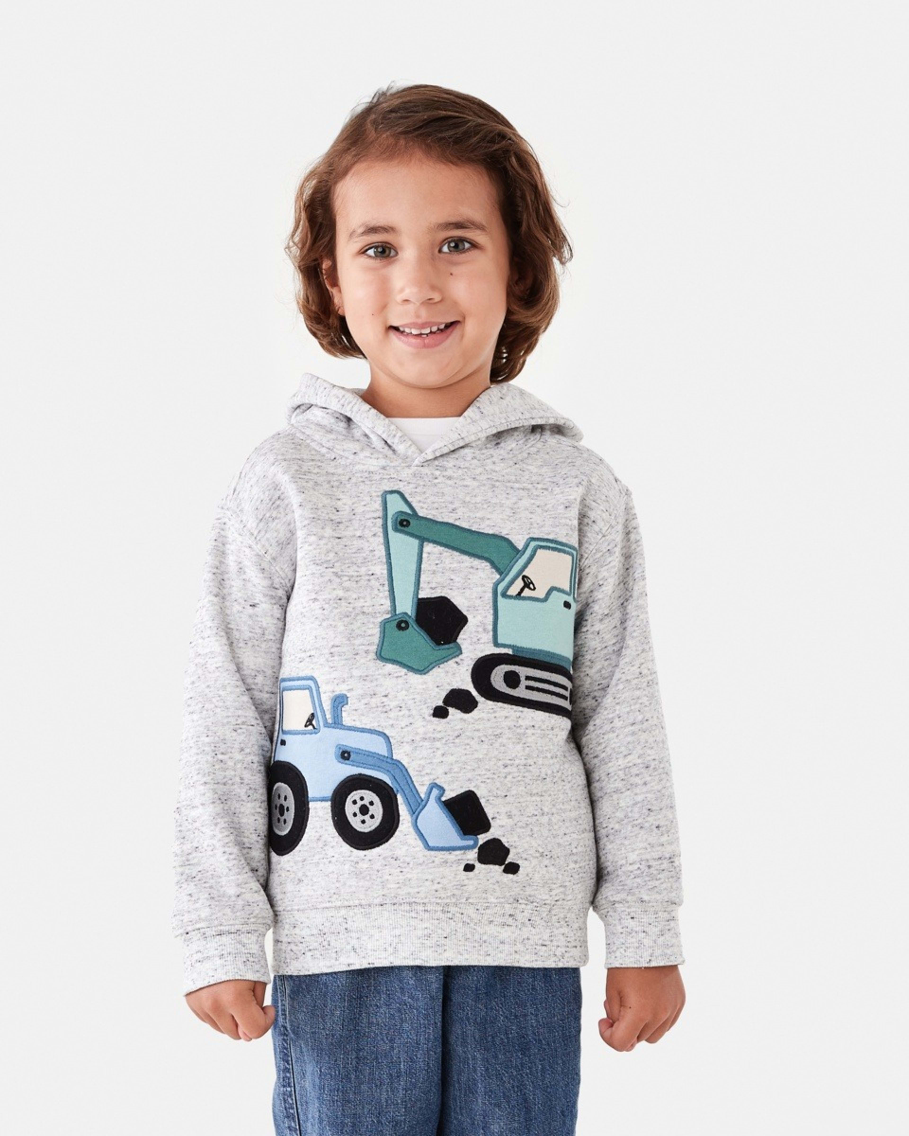 1 Applique Hoodie Diggers Grey Marle