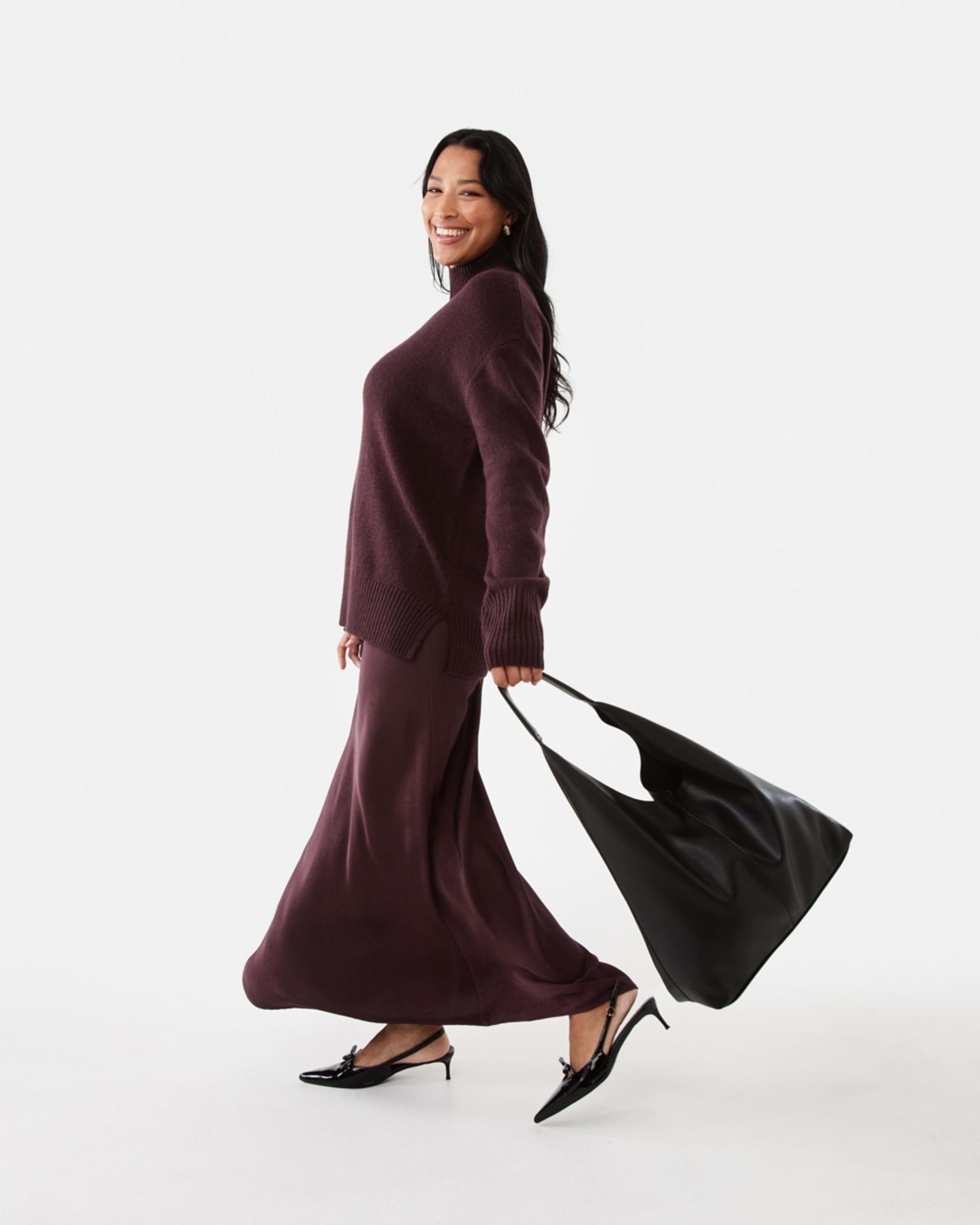 7 Funnel Split Hem Jumper Mulberry, 7 of 8