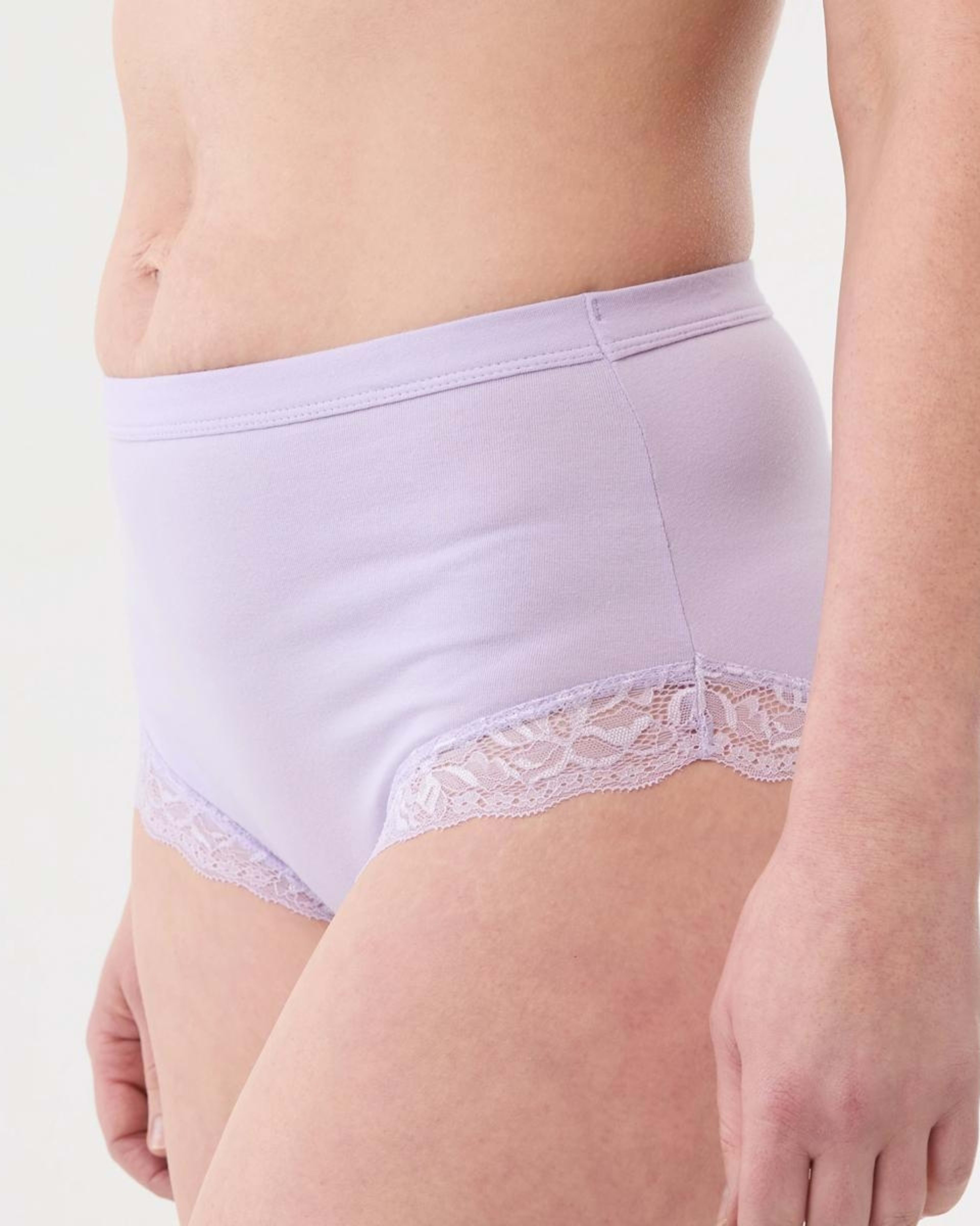 5 3 Pack Lace Trim Cotton Full Briefs BRIGHT LAVENDER, CLOUD DANCER, DEEP NAVY, 5 of 7