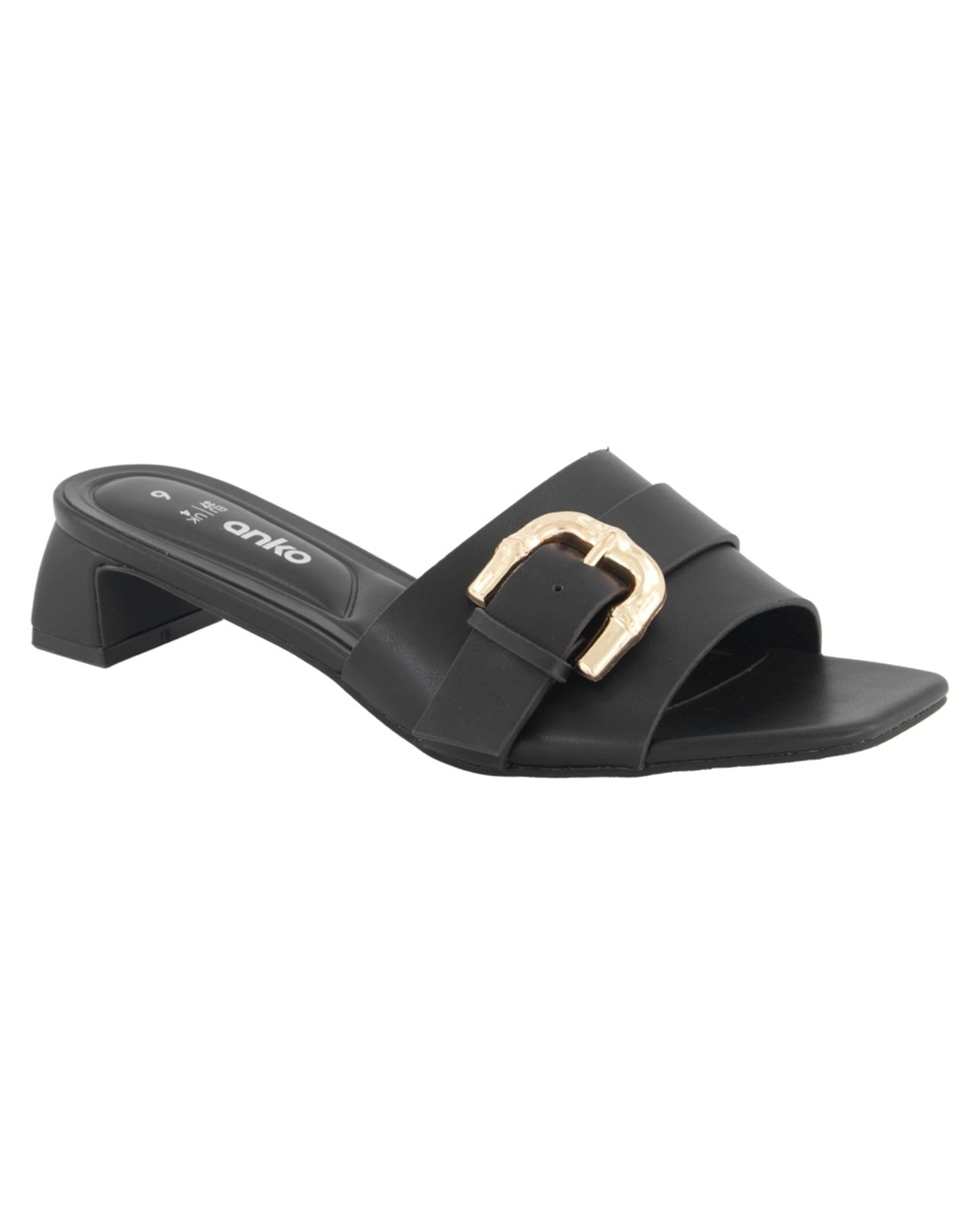 2 Buckle Low Heel Mules Black, 2 of 5
