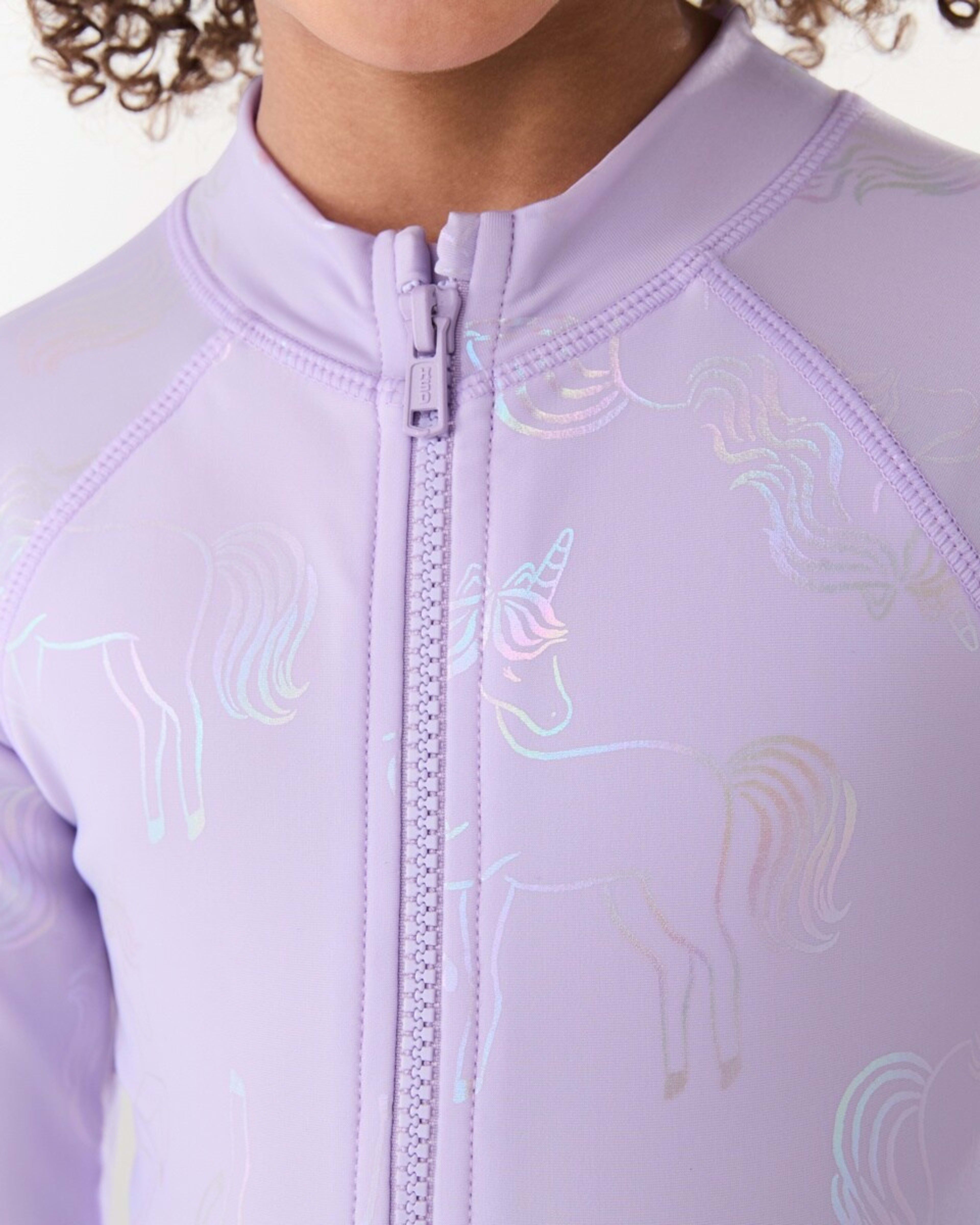 3 Long Sleeve One Piece Swimsuit UNICORN SHIMMER PASTEL LILAC, 3 of 8