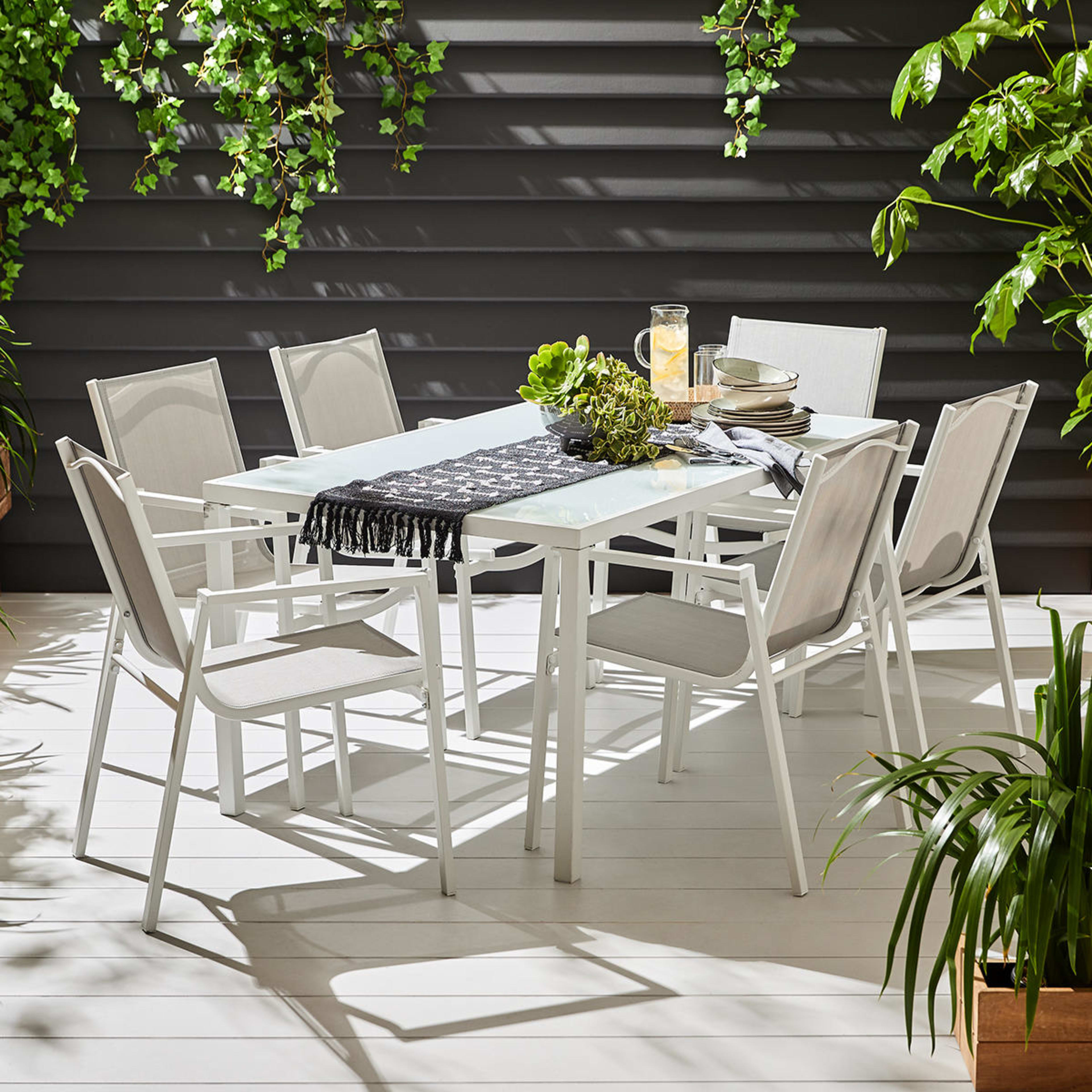 1 7 Piece Outdoor Dining Set - White, 1 of 7