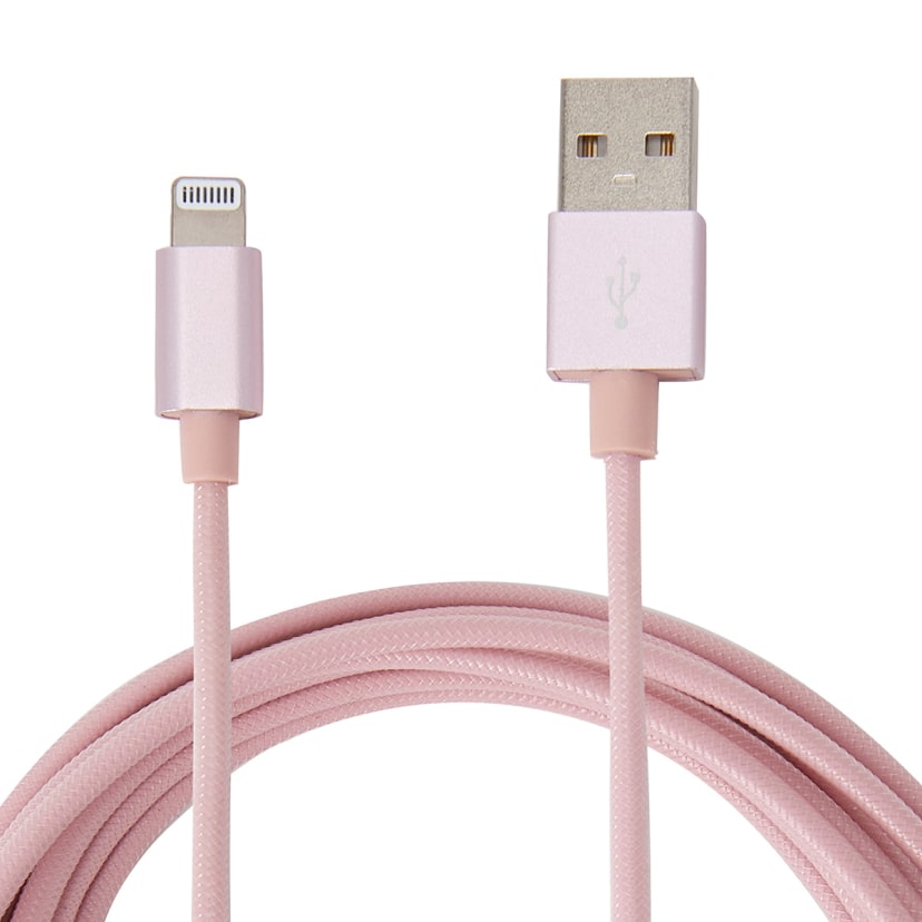 Lightning Cable 2m Pink Rope Kmart