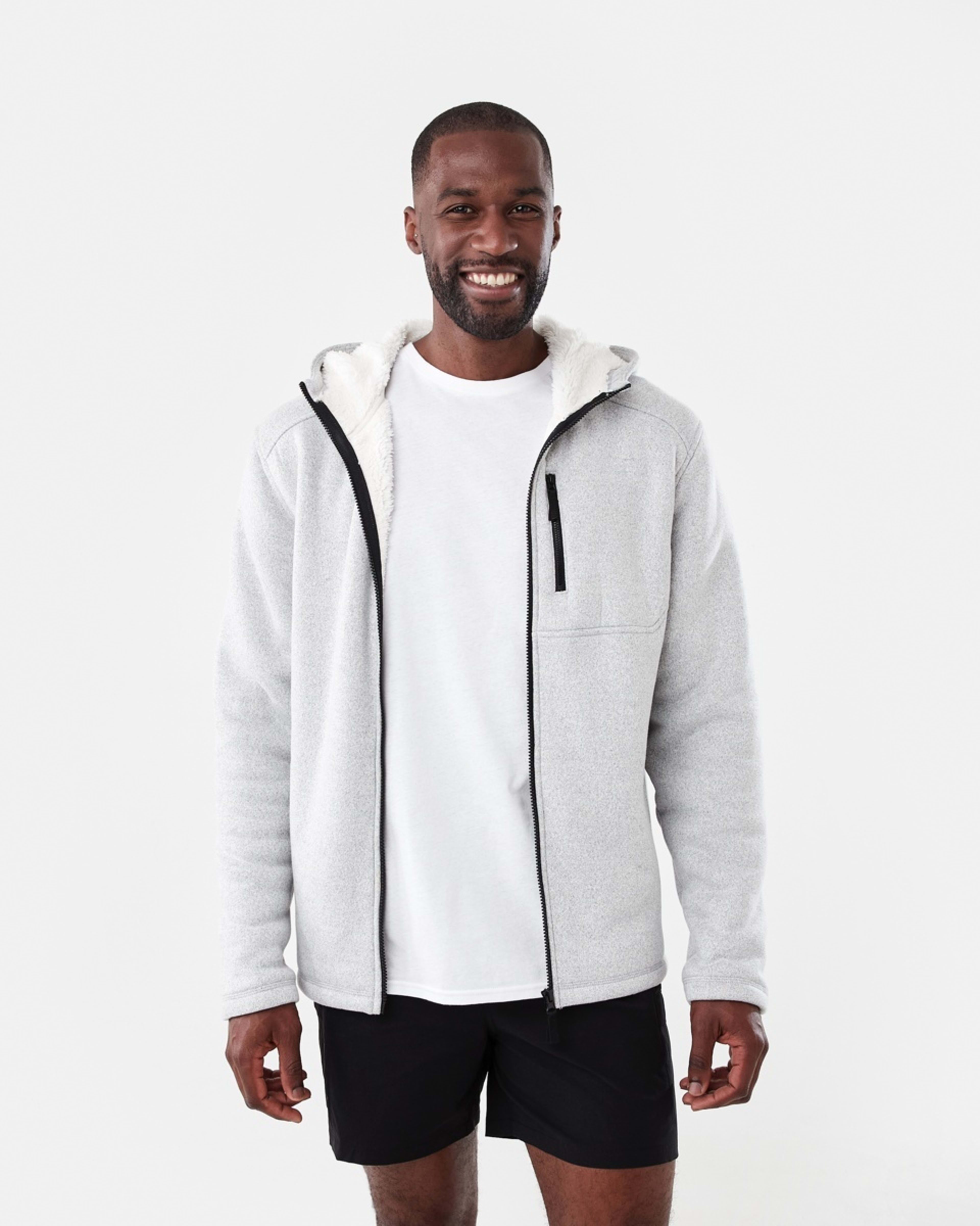 1 Active Mens Knit Sherpa Jacket Alloy Grey Marle
