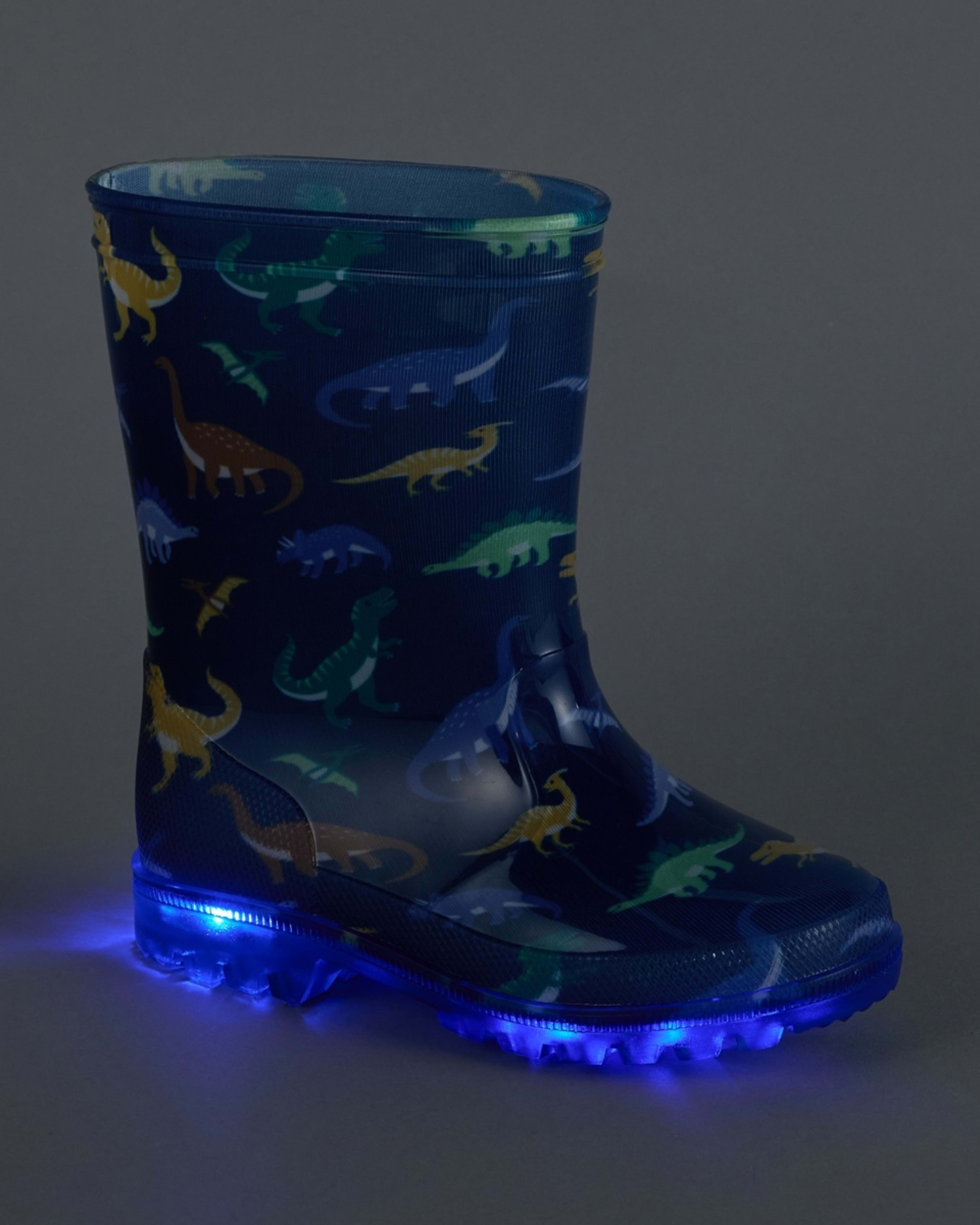 5 Junior Light Up Rainboots Friendly Dino Estite Blue, 5 of 6