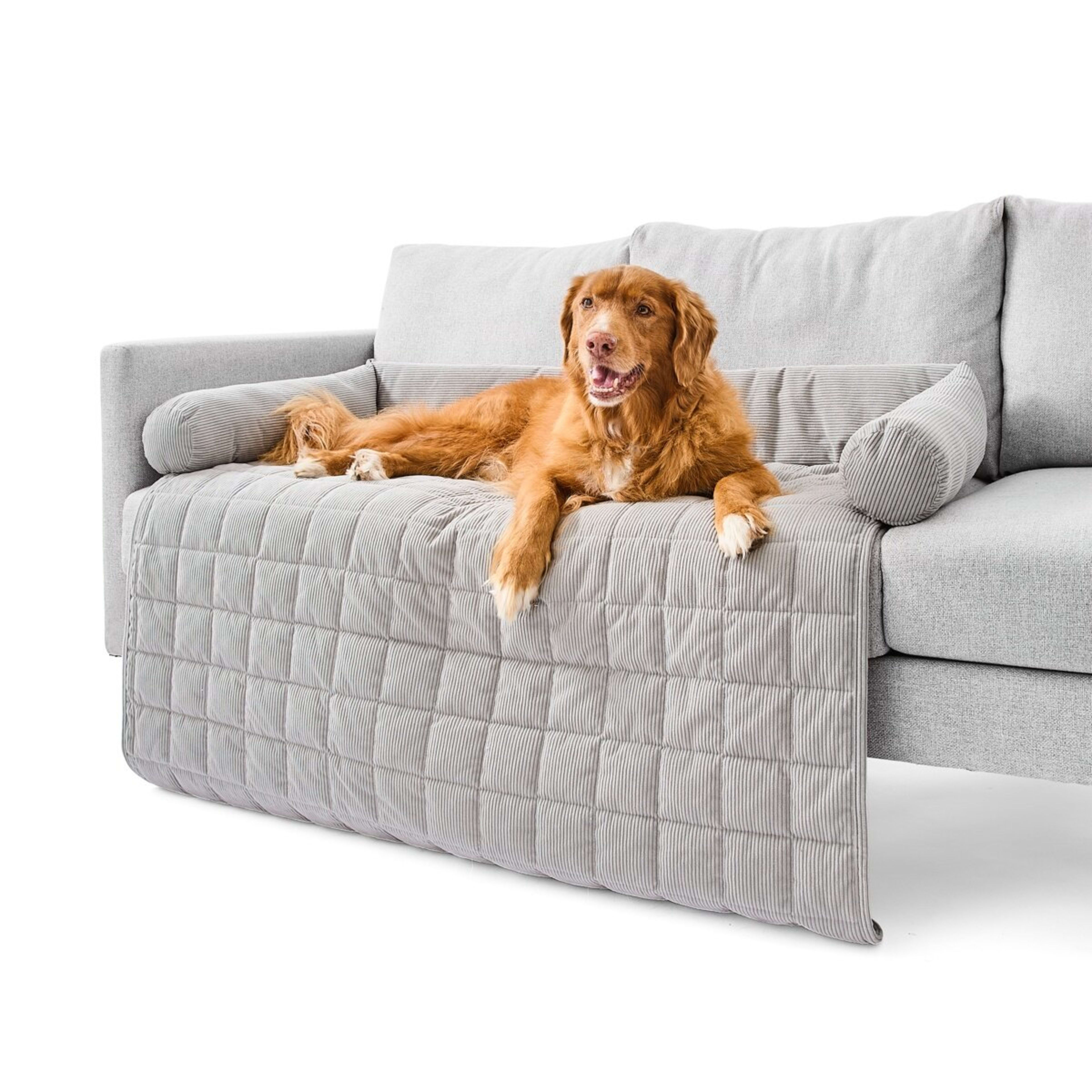 1 Pet Corduroy Couch Topper - Double Bed, Grey