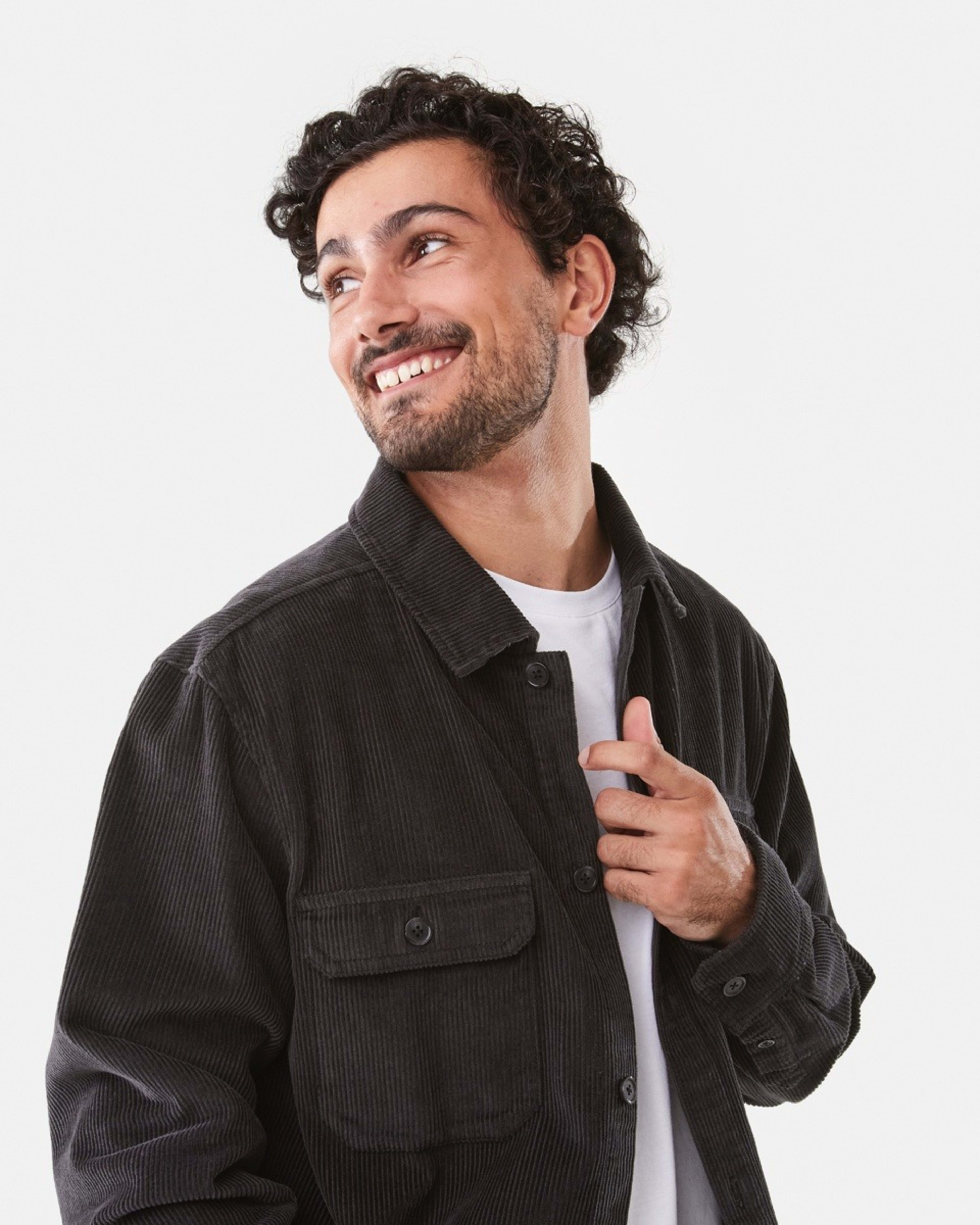 5 Long Sleeve Corduroy Overshirt Char Grey, 5 of 10