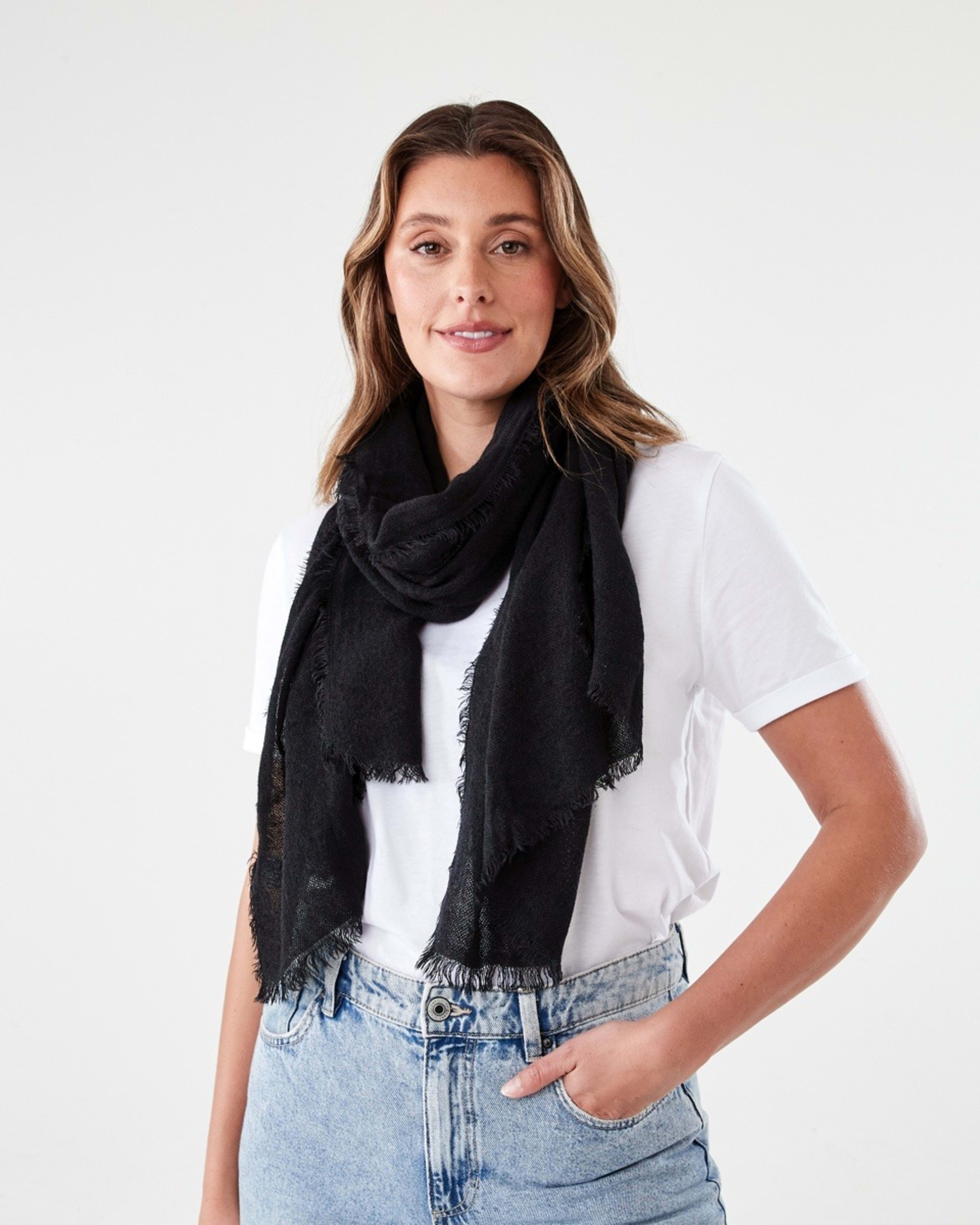 3 Solid Lightweight Scarf Black, 3 of 3